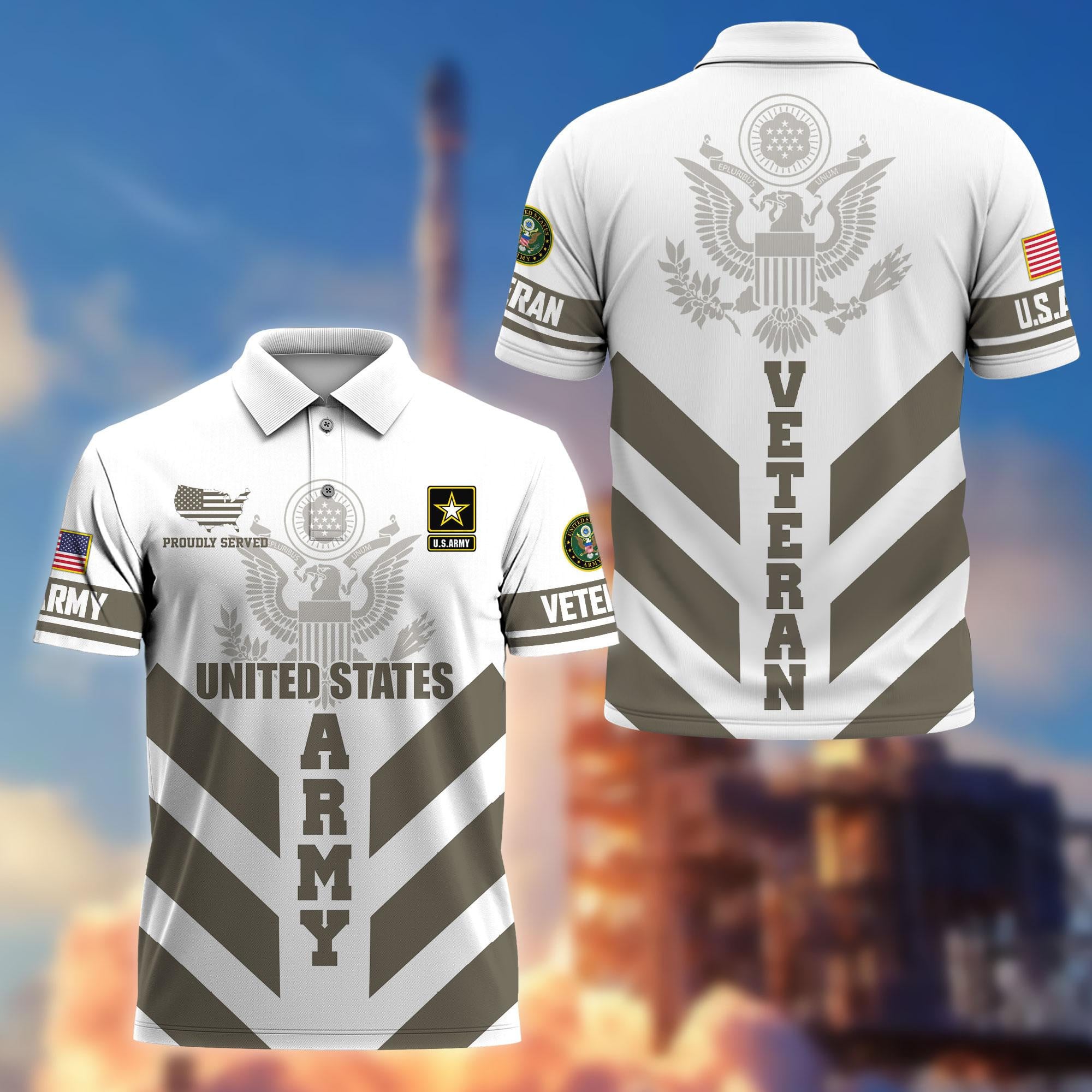 Premium US Veterans Polo Shirt, Gifts For US Veterans, Gifts On Father's Day, Armed Forces Day, Veterans Day.