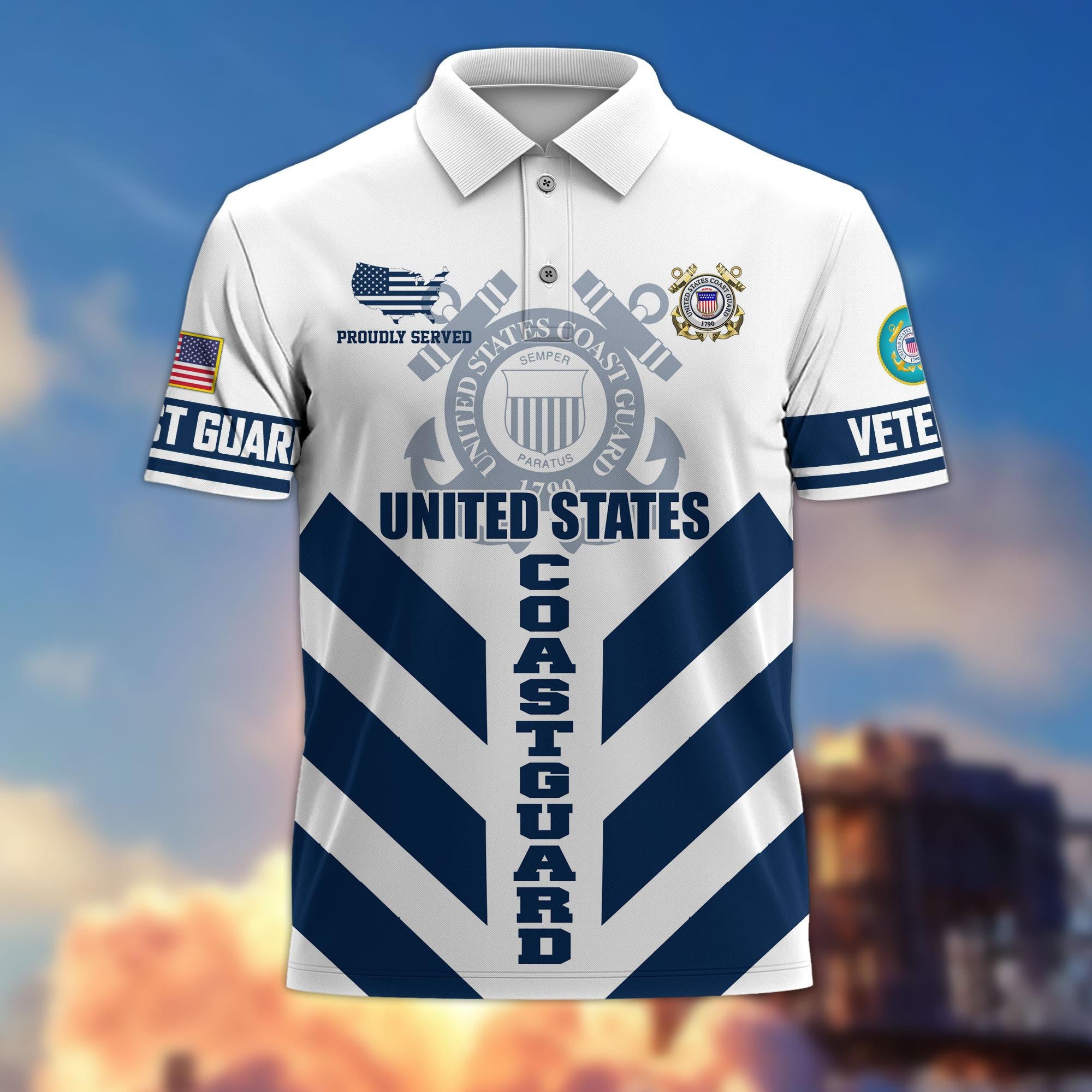 Premium US Veterans Polo Shirt, Gifts For US Veterans, Gifts On Father's Day, Armed Forces Day, Veterans Day.