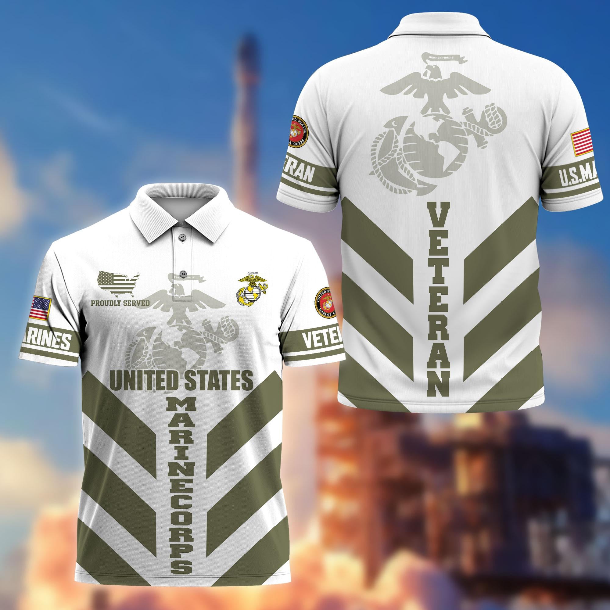 Premium US Veterans Polo Shirt, Gifts For US Veterans, Gifts On Father's Day, Armed Forces Day, Veterans Day.