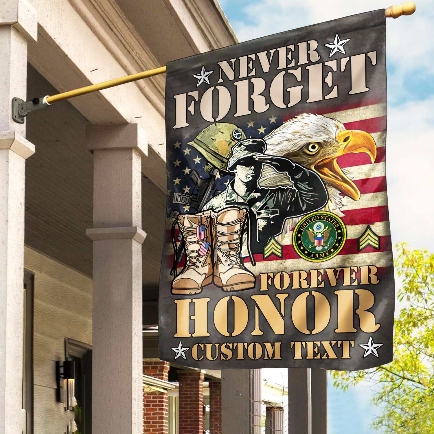 Premium Custom US Army Veteran Flag, Gift For Army Veteran, American Flag, Patriotic Flag, Garden Flag, House Flag