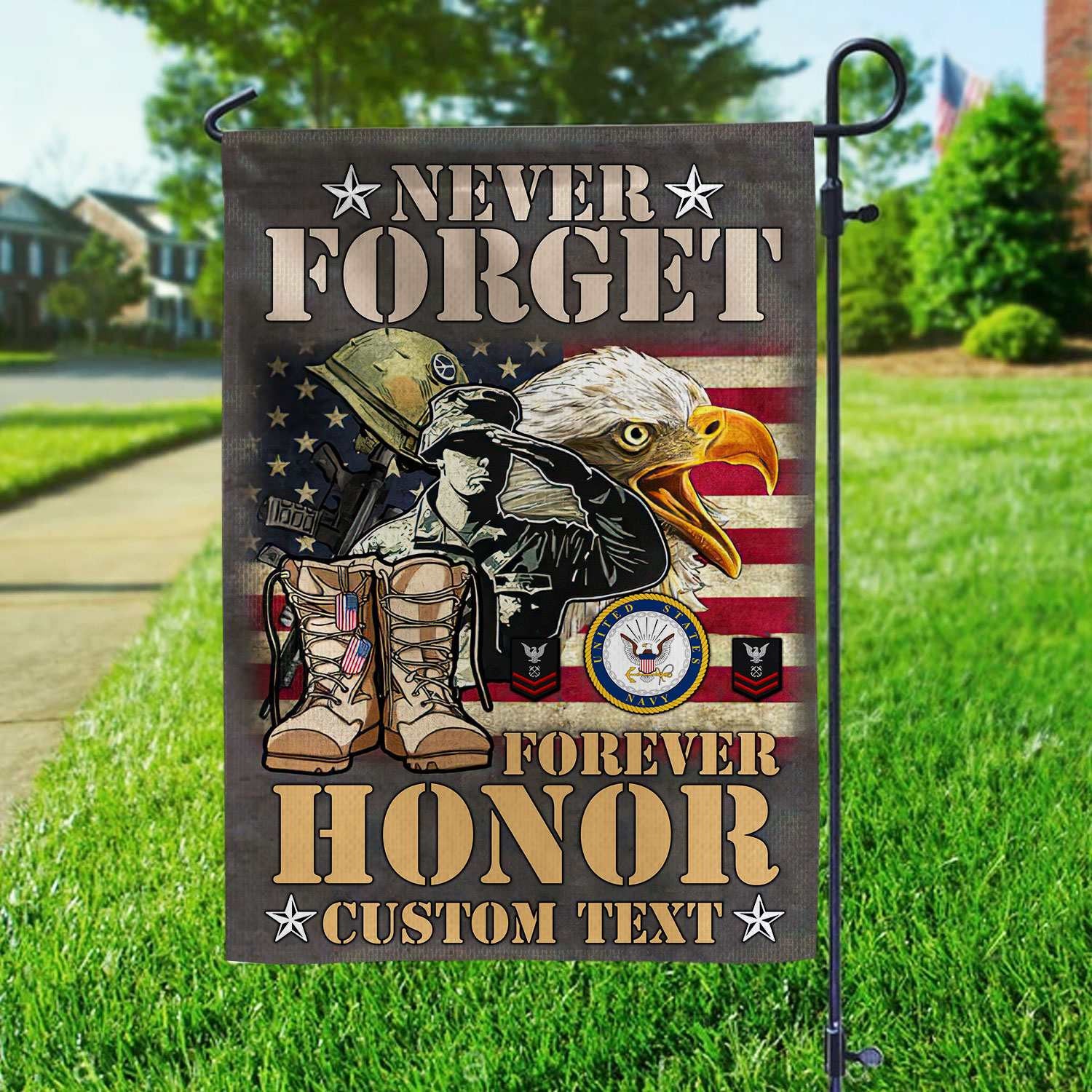 Premium Custom US Navy Veteran Flag, Gift For Navy Veteran, American Flag, Patriotic Flag, Garden Flag, House Flag