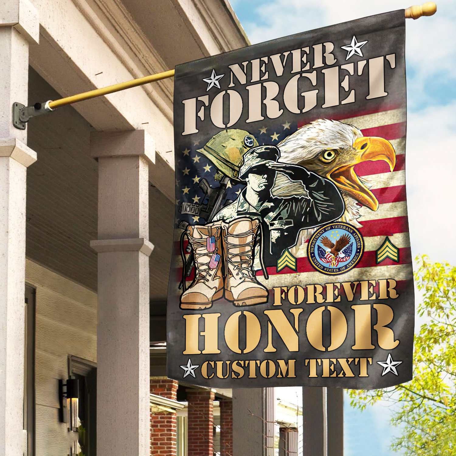 Premium Custom US Veteran Flag, Gift For US Veteran, American Flag, Patriotic Flag, Garden Flag, House Flag