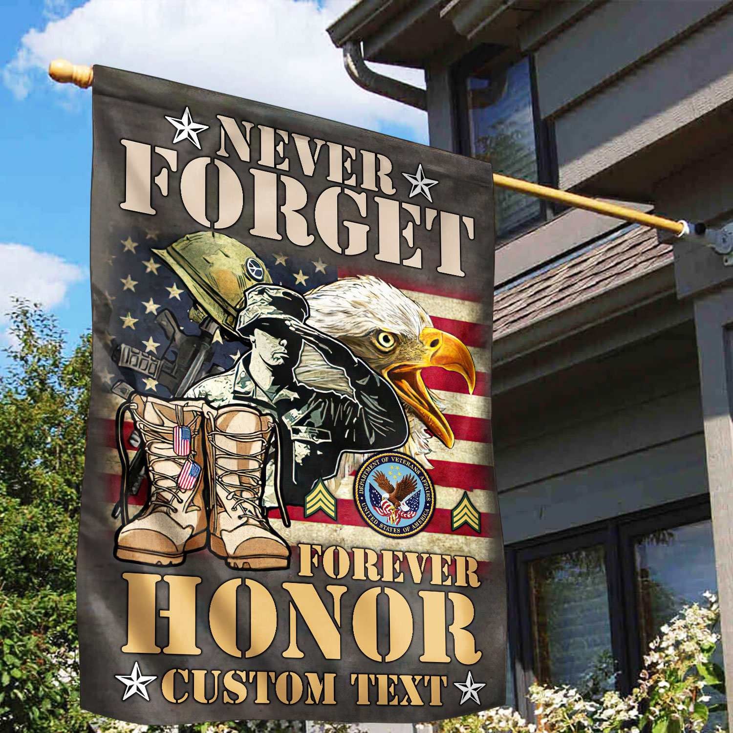 Premium Custom US Veteran Flag, Gift For US Veteran, American Flag, Patriotic Flag, Garden Flag, House Flag