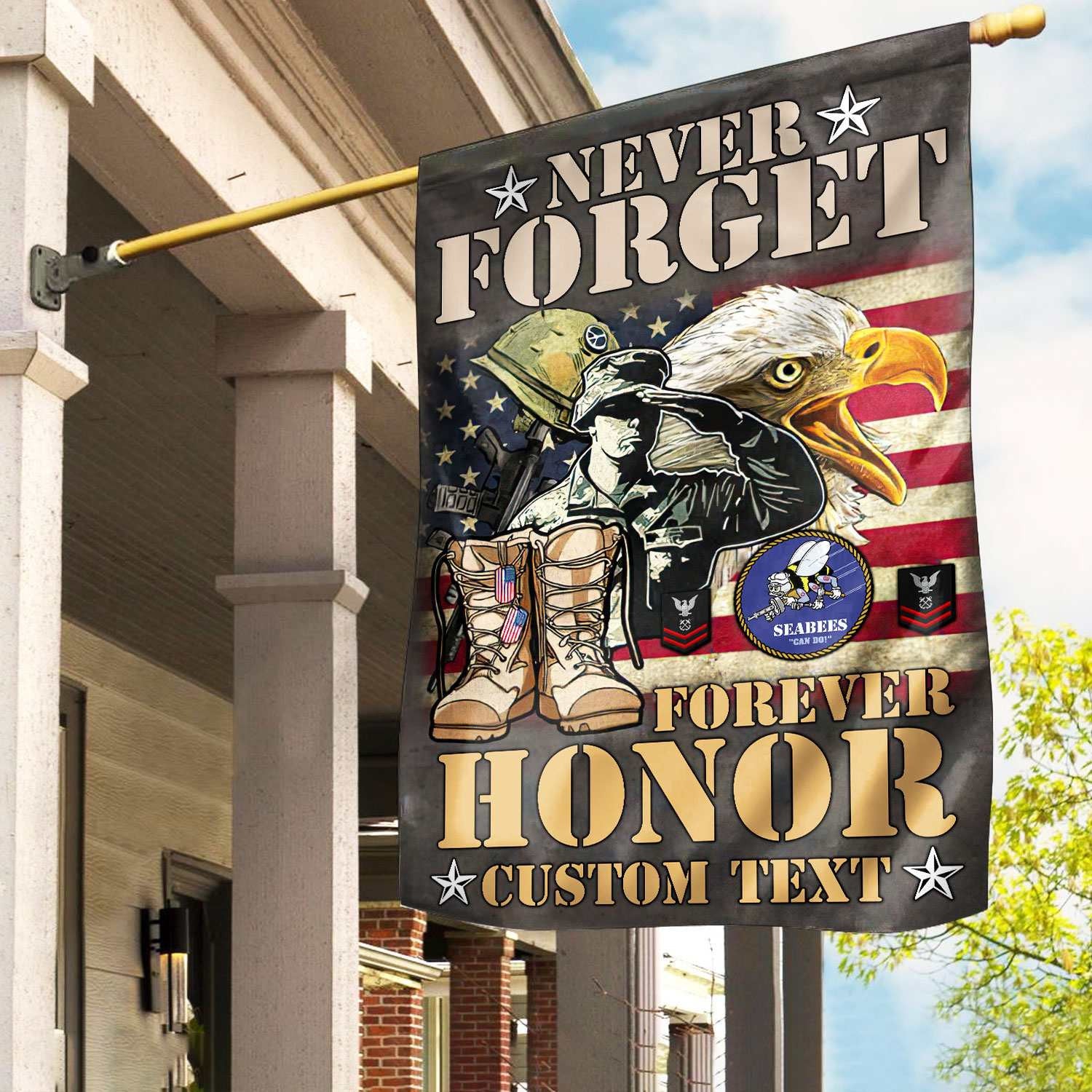 Premium Custom US Seabees Veteran Flag, Gift For Seabees Veteran, American Flag, Patriotic Flag, Garden Flag, House Flag