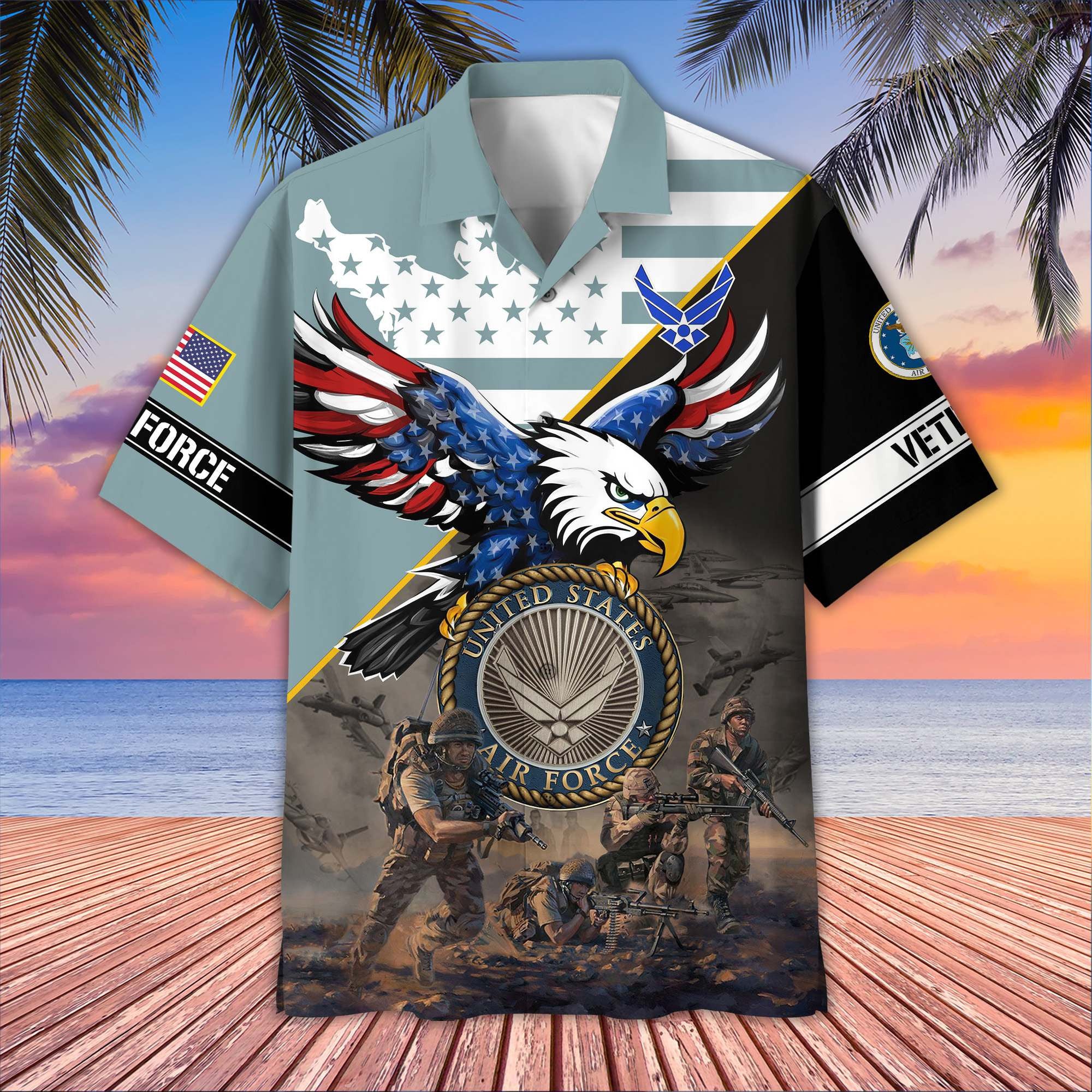 Premium US Veterans Hawaiian Shirt, Gifts For US Veterans, Gifts On Father's Day, Armed Forces Day, Veterans Day.