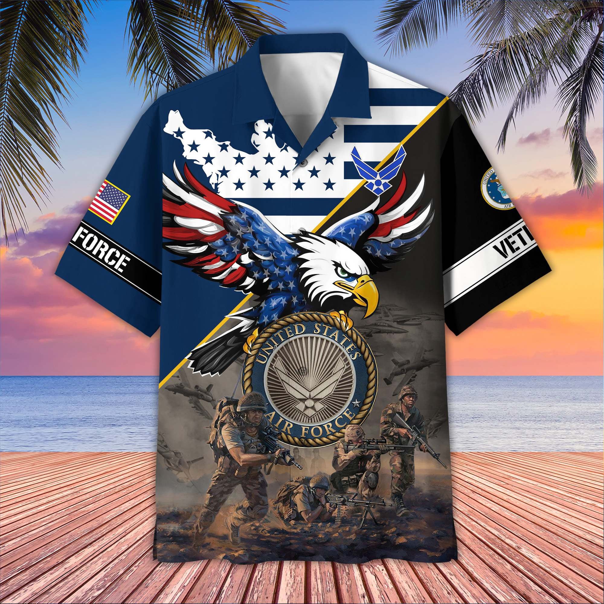 Premium US Veterans Hawaiian Shirt, Gifts For US Veterans, Gifts On Father's Day, Armed Forces Day, Veterans Day.