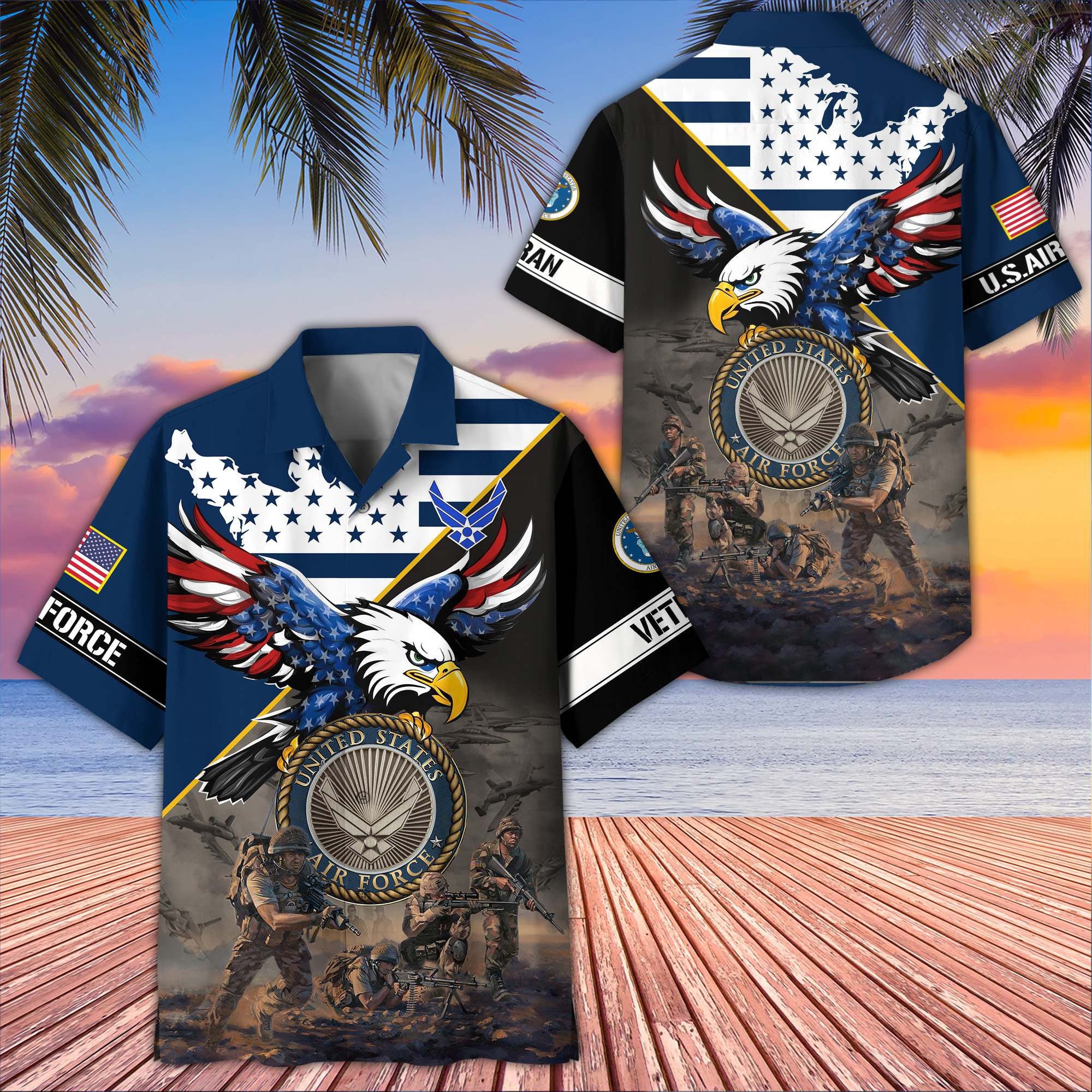 Premium US Veterans Hawaiian Shirt, Gifts For US Veterans, Gifts On Father's Day, Armed Forces Day, Veterans Day.