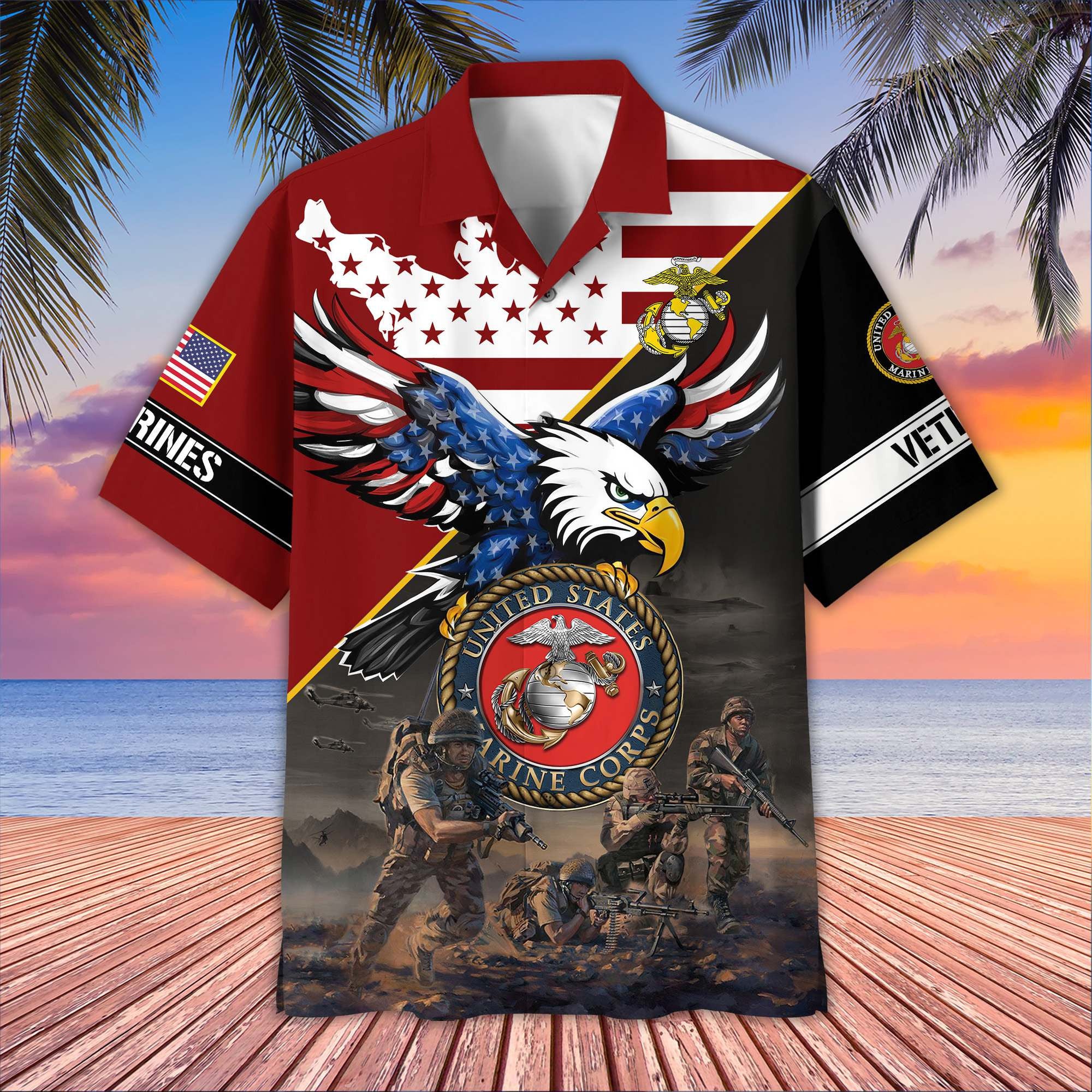 Premium US Veterans Hawaiian Shirt, Gifts For US Veterans, Gifts On Father's Day, Armed Forces Day, Veterans Day.