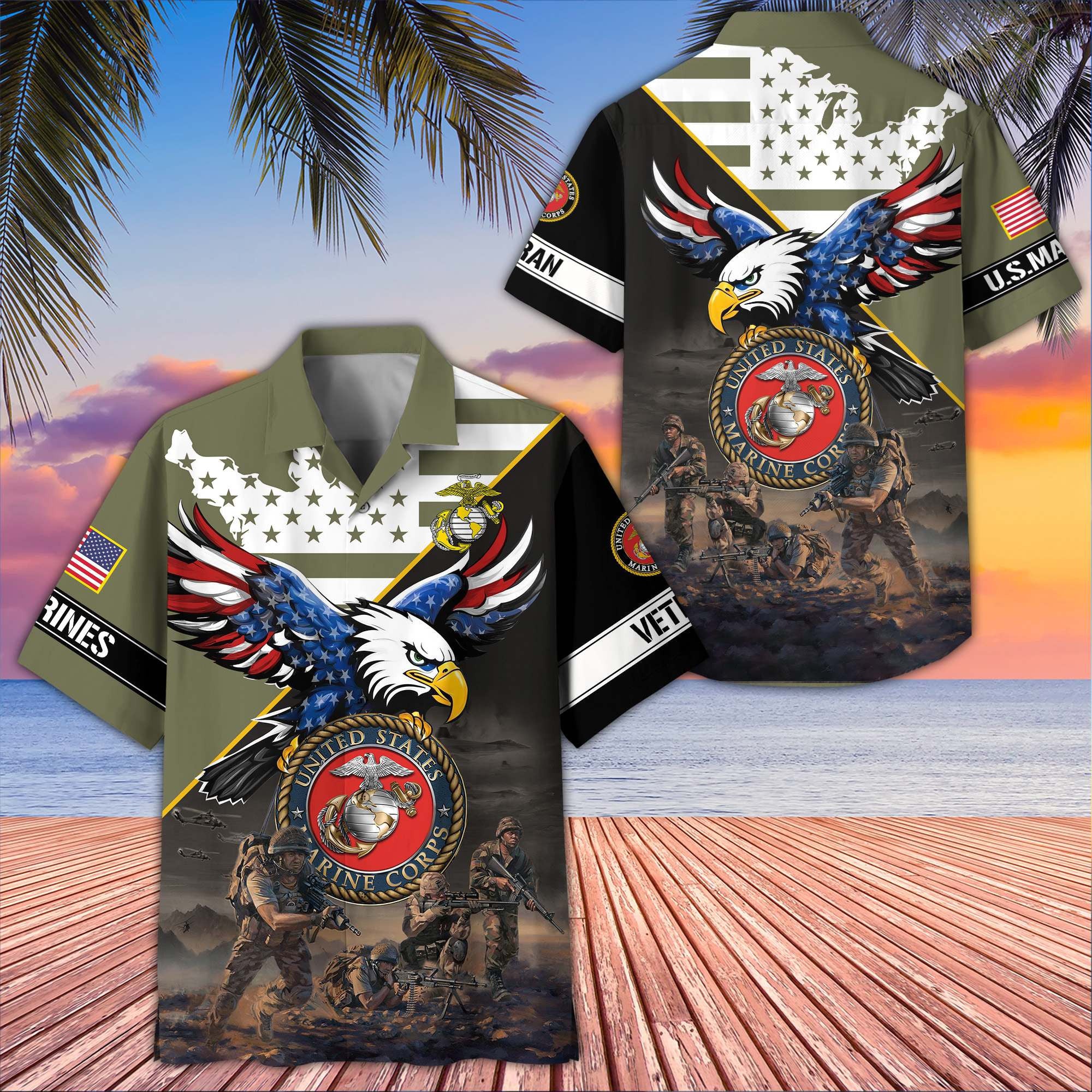 Premium US Veterans Hawaiian Shirt, Gifts For US Veterans, Gifts On Father's Day, Armed Forces Day, Veterans Day.