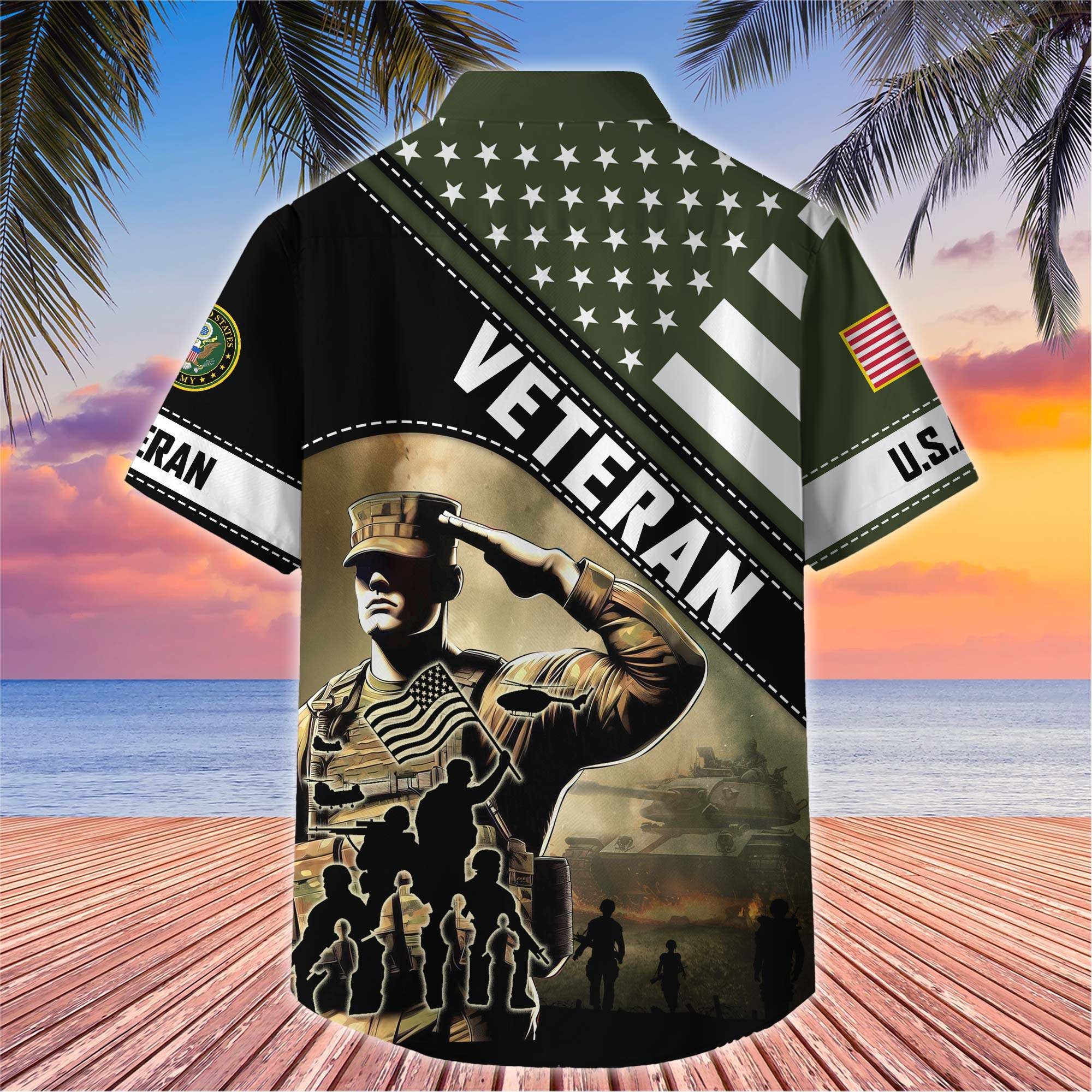 Premium US Veterans Hawaiian Shirt, Gifts For US Veterans, Gifts On Father's Day, Armed Forces Day, Veterans Day.