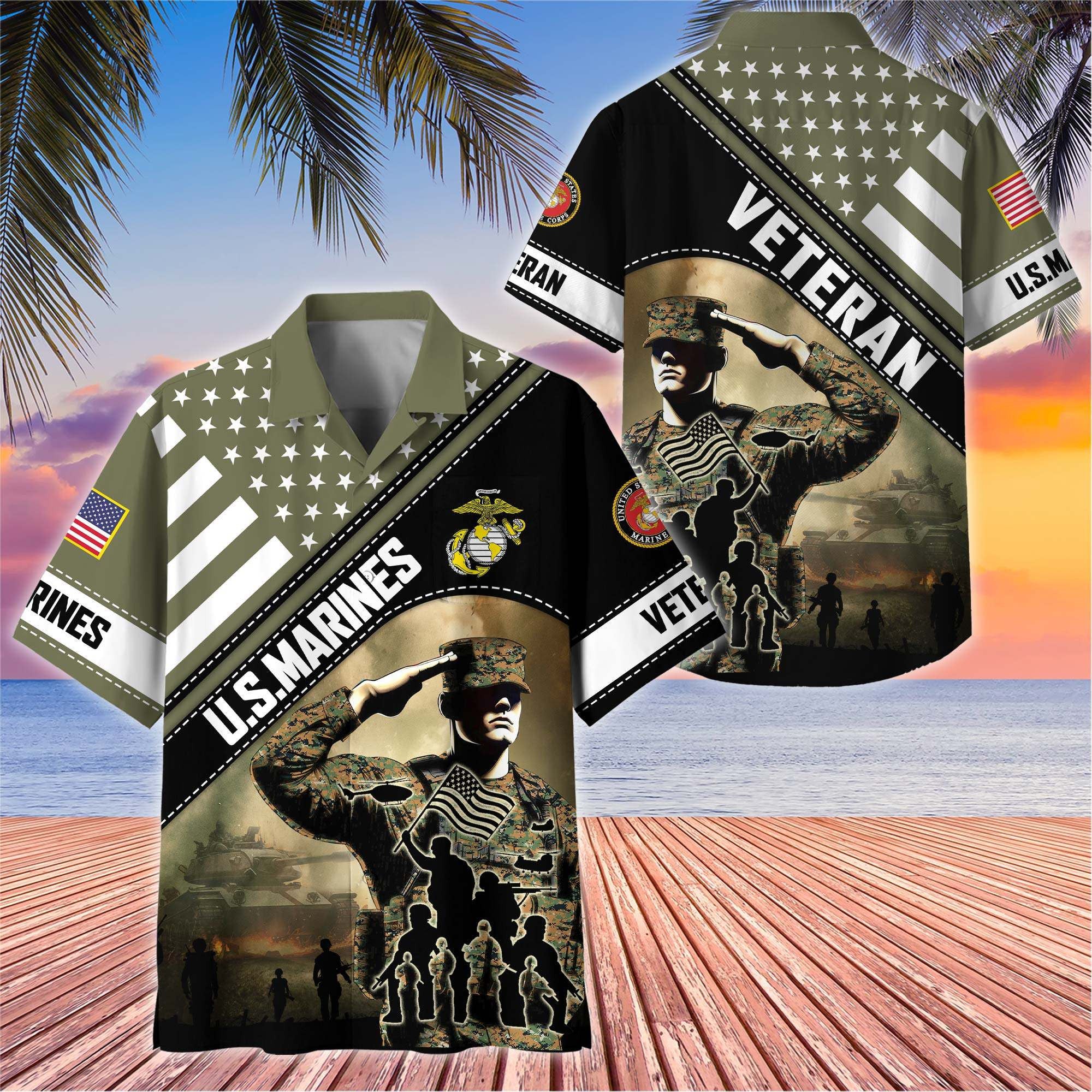Premium US Veterans Hawaiian Shirt, Gifts For US Veterans, Gifts On Father's Day, Armed Forces Day, Veterans Day.