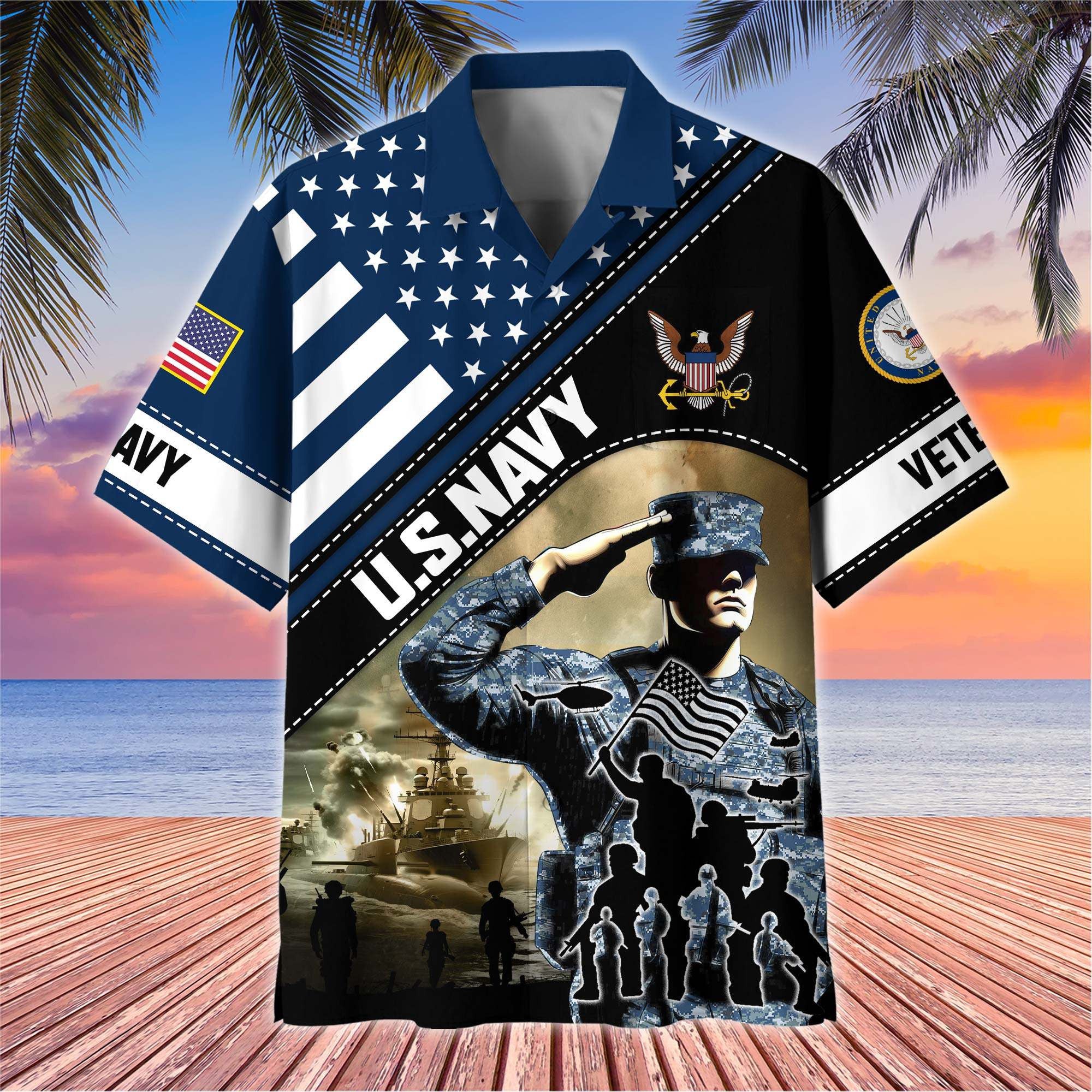 Premium US Veterans Hawaiian Shirt, Gifts For US Veterans, Gifts On Father's Day, Armed Forces Day, Veterans Day.