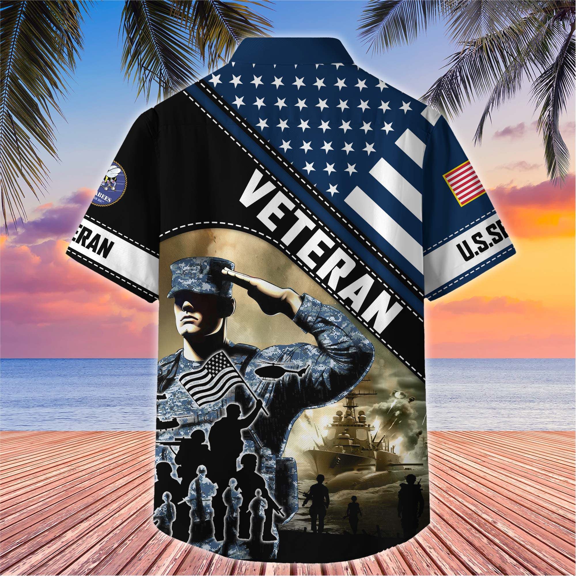 Premium US Veterans Hawaiian Shirt, Gifts For US Veterans, Gifts On Father's Day, Armed Forces Day, Veterans Day.