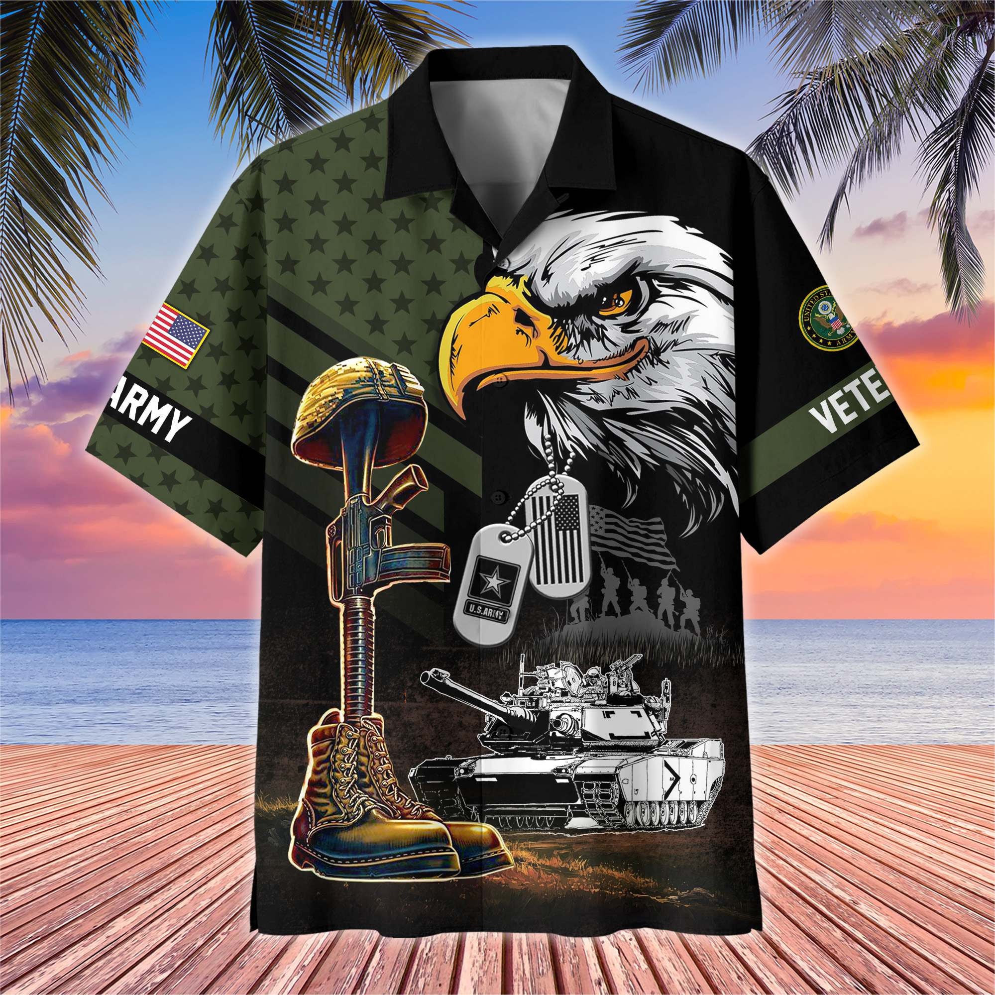 Premium US Veterans Hawaiian Shirt, Gifts For US Veterans, Gifts On Father's Day, Armed Forces Day, Veterans Day.