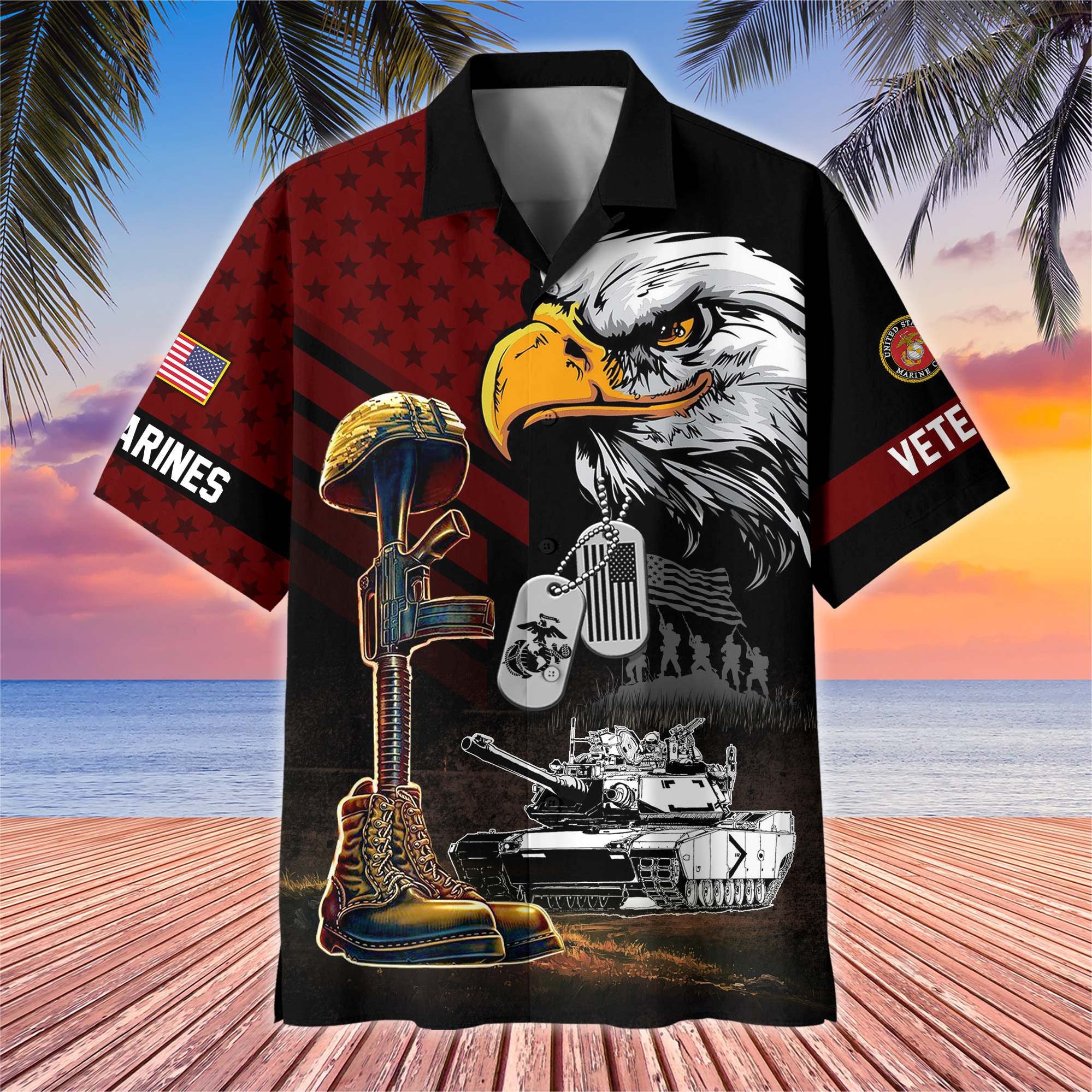 Premium US Veterans Hawaiian Shirt, Gifts For US Veterans, Gifts On Father's Day, Armed Forces Day, Veterans Day.