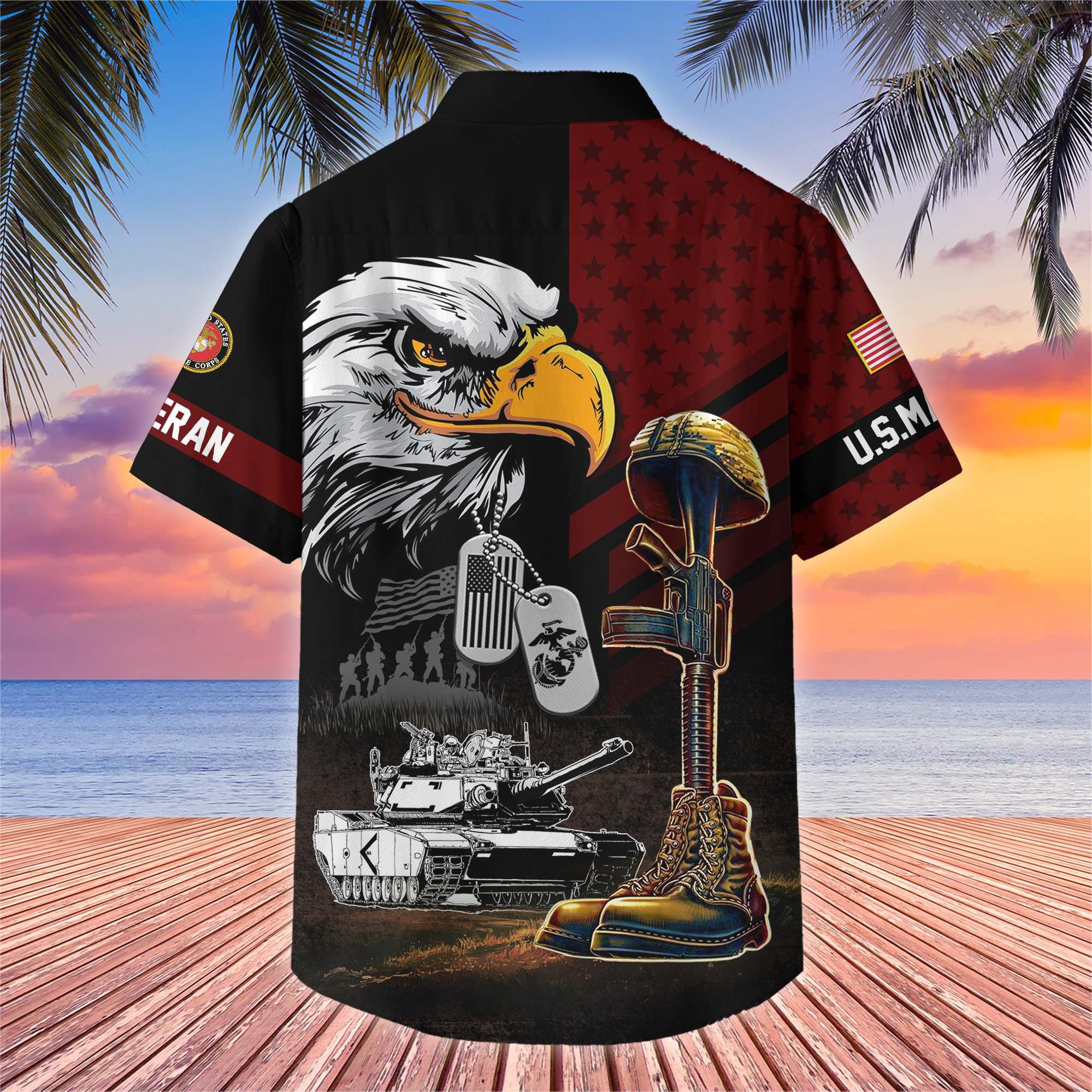 Premium US Veterans Hawaiian Shirt, Gifts For US Veterans, Gifts On Father's Day, Armed Forces Day, Veterans Day.
