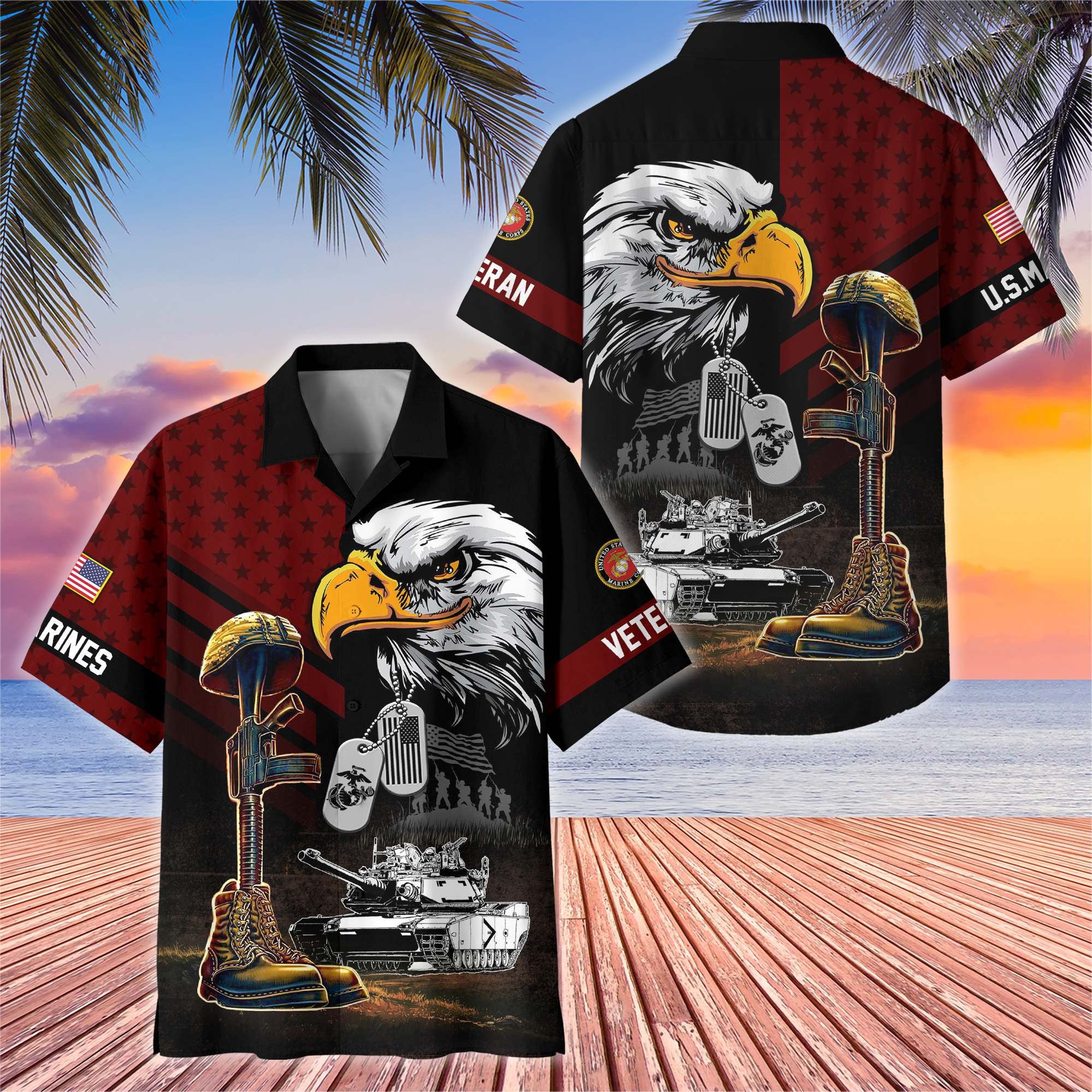 Premium US Veterans Hawaiian Shirt, Gifts For US Veterans, Gifts On Father's Day, Armed Forces Day, Veterans Day.