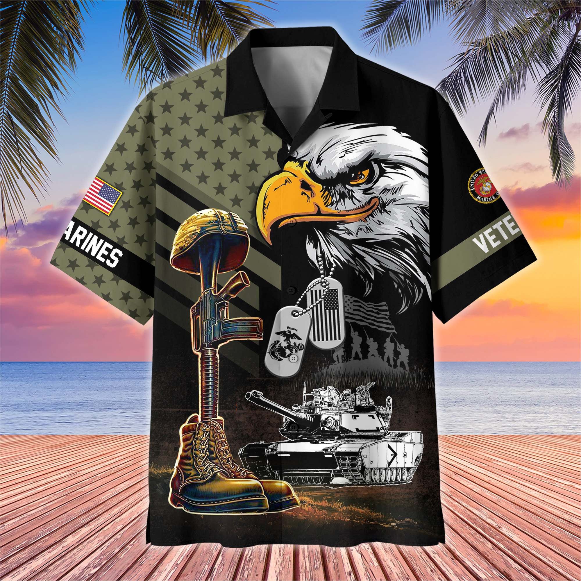 Premium US Veterans Hawaiian Shirt, Gifts For US Veterans, Gifts On Father's Day, Armed Forces Day, Veterans Day.