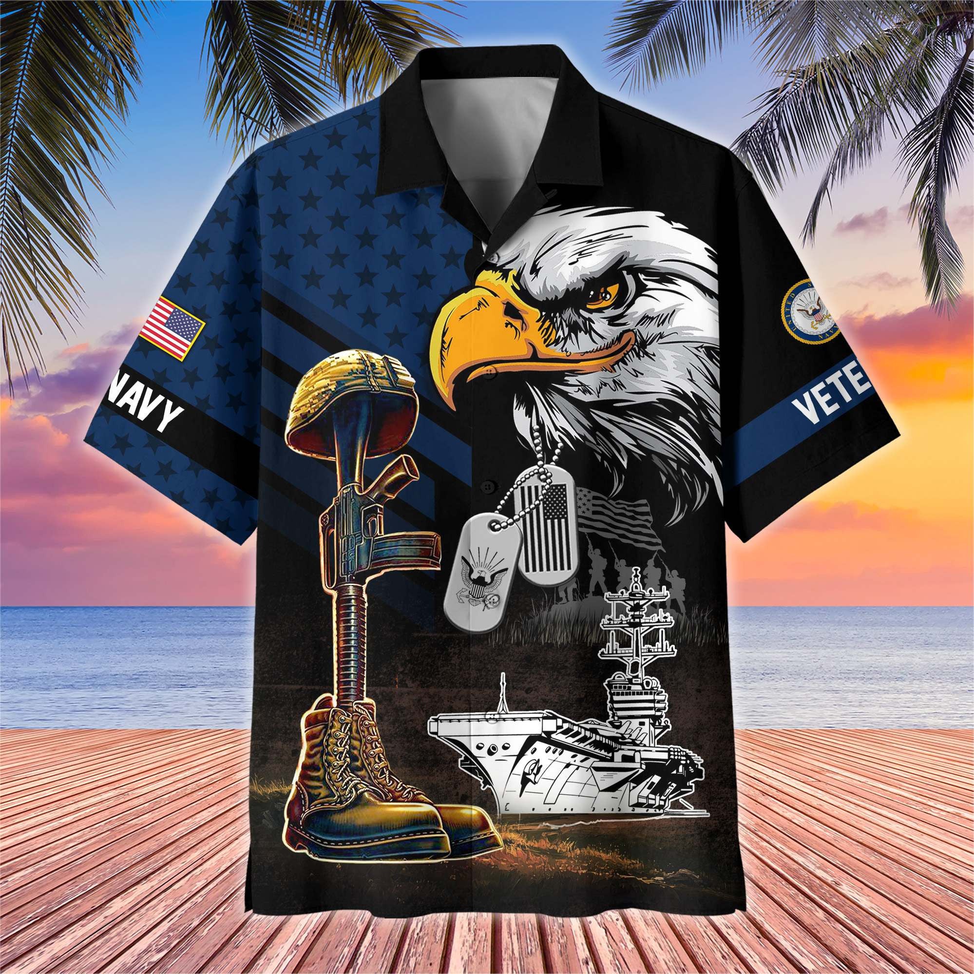 Premium US Veterans Hawaiian Shirt, Gifts For US Veterans, Gifts On Father's Day, Armed Forces Day, Veterans Day.
