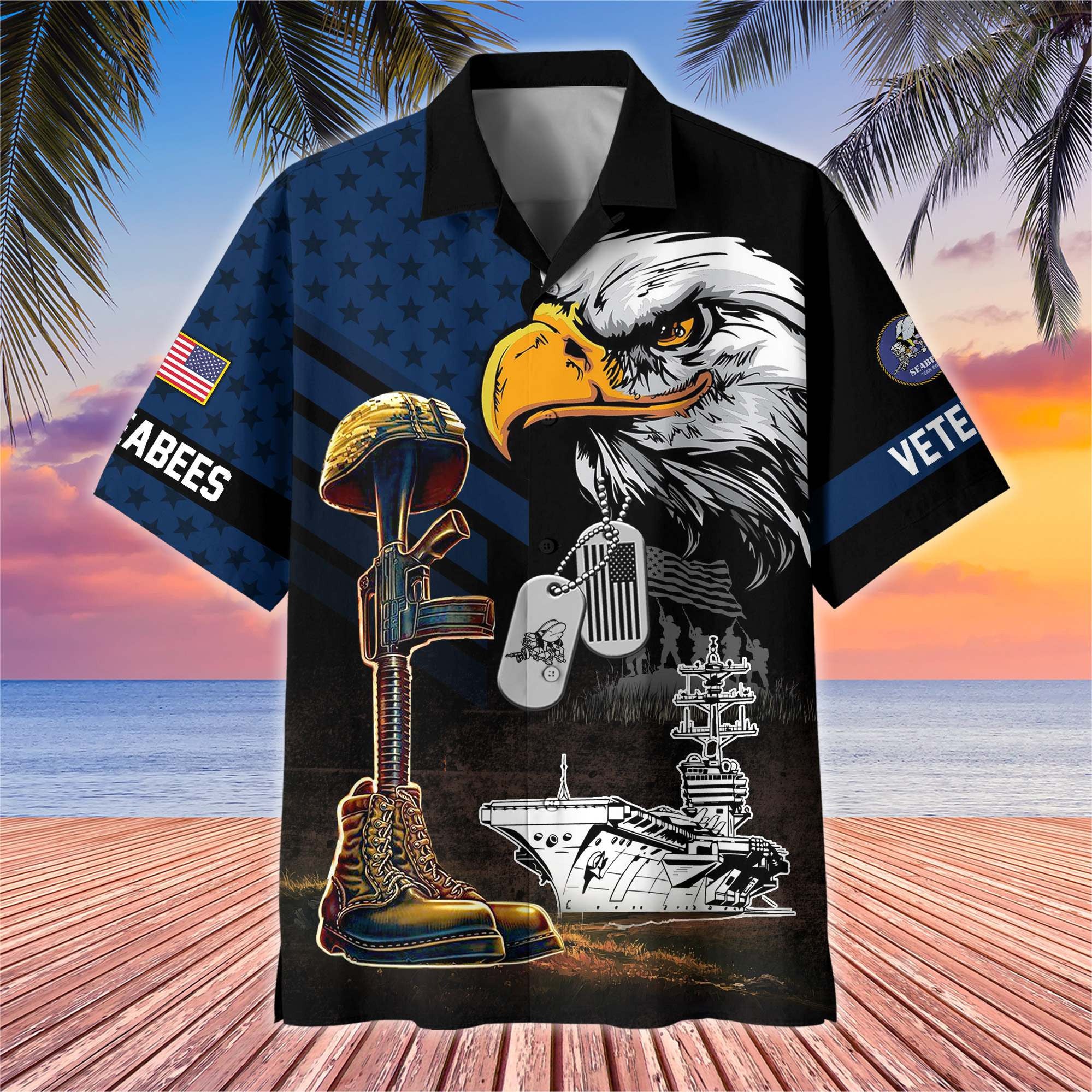 Premium US Veterans Hawaiian Shirt, Gifts For US Veterans, Gifts On Father's Day, Armed Forces Day, Veterans Day.