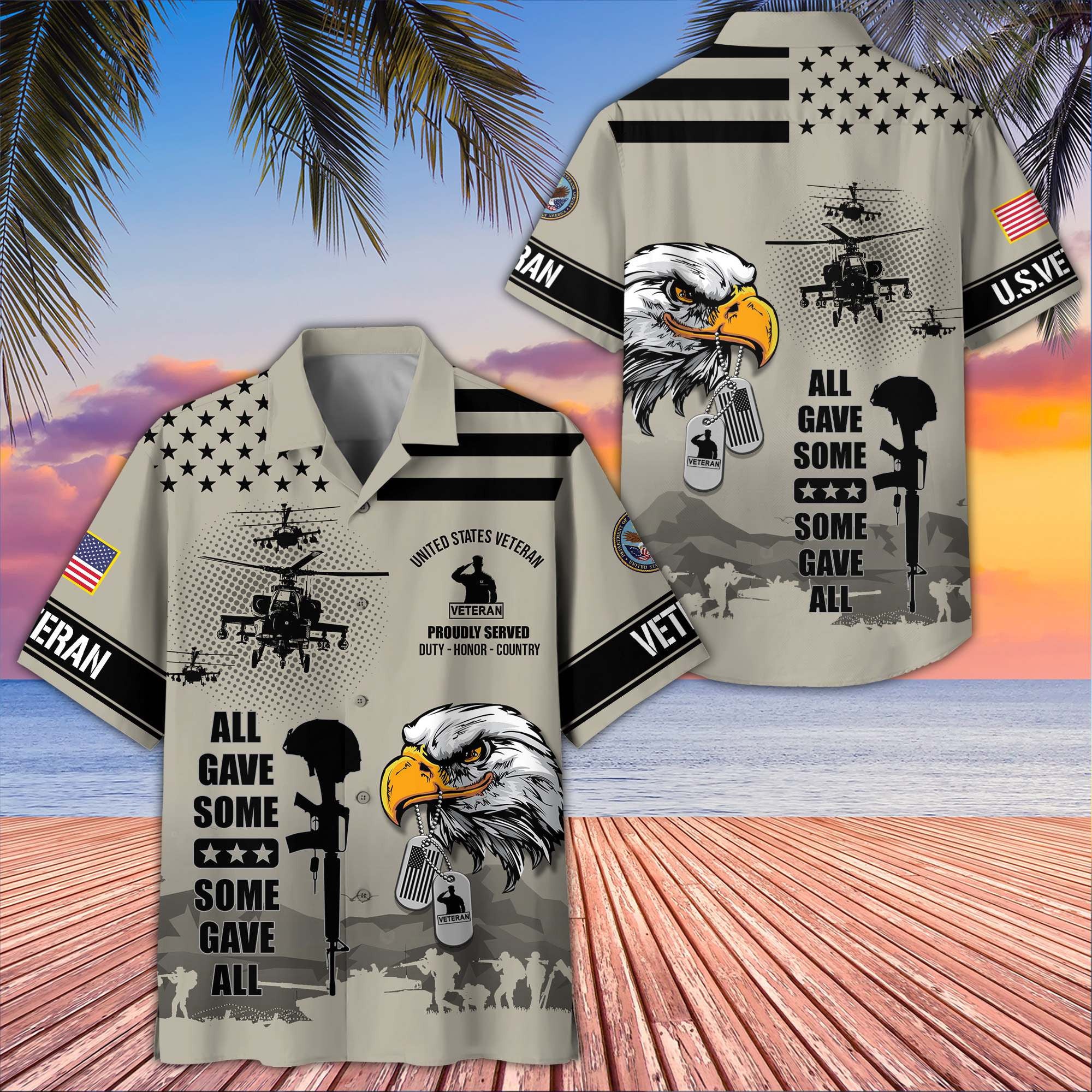 Premium US Veterans Hawaiian Shirt, Gifts For US Veterans, Gifts On Father's Day, Armed Forces Day, Veterans Day.