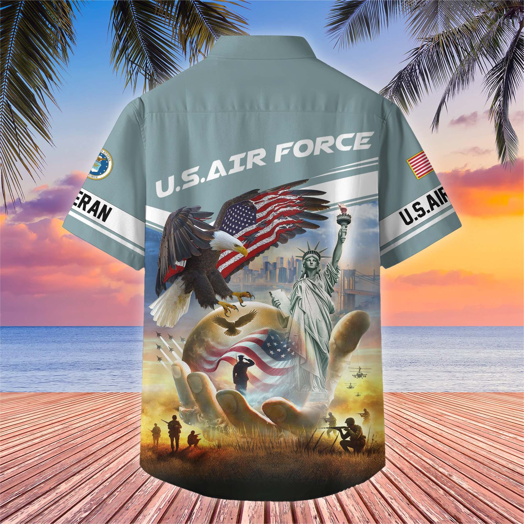 Premium US Veterans Hawaiian Shirt, Gifts For US Veterans, Gifts On Father's Day, Armed Forces Day, Veterans Day.