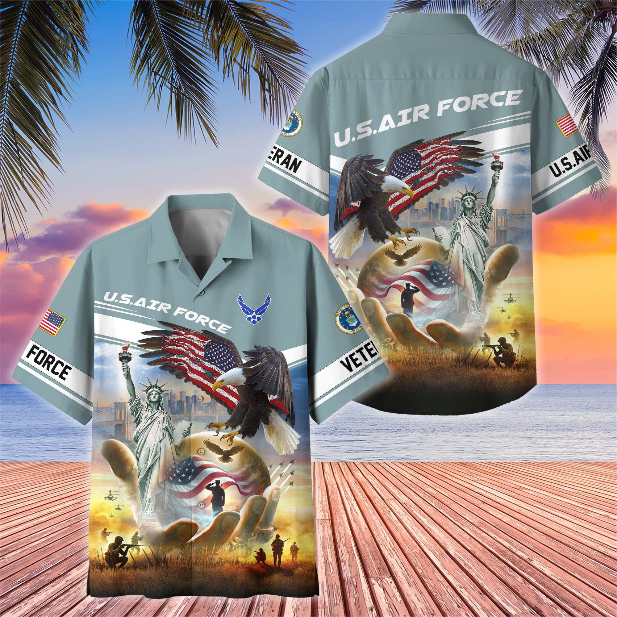 Premium US Veterans Hawaiian Shirt, Gifts For US Veterans, Gifts On Father's Day, Armed Forces Day, Veterans Day.