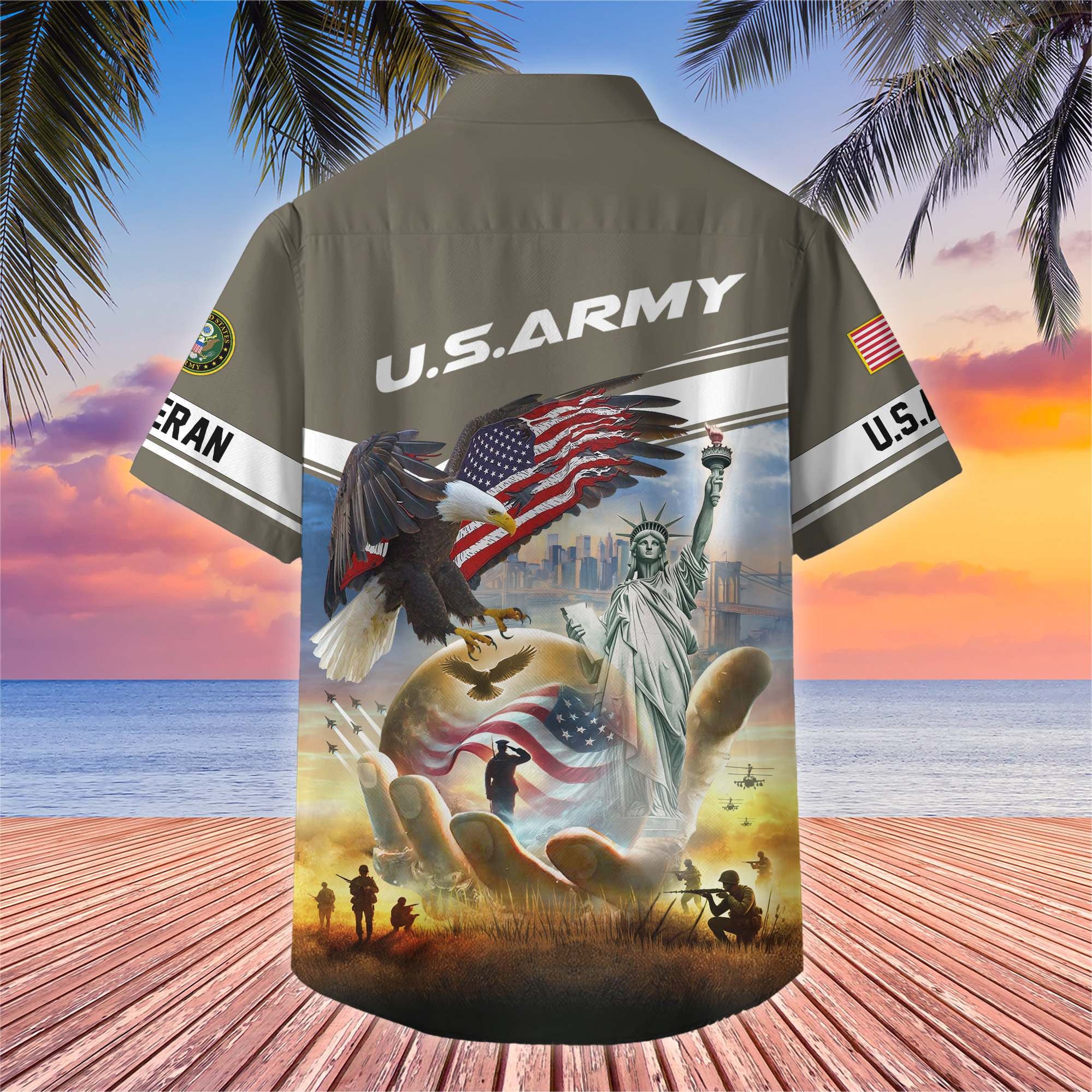 Premium US Veterans Hawaiian Shirt, Gifts For US Veterans, Gifts On Father's Day, Armed Forces Day, Veterans Day.