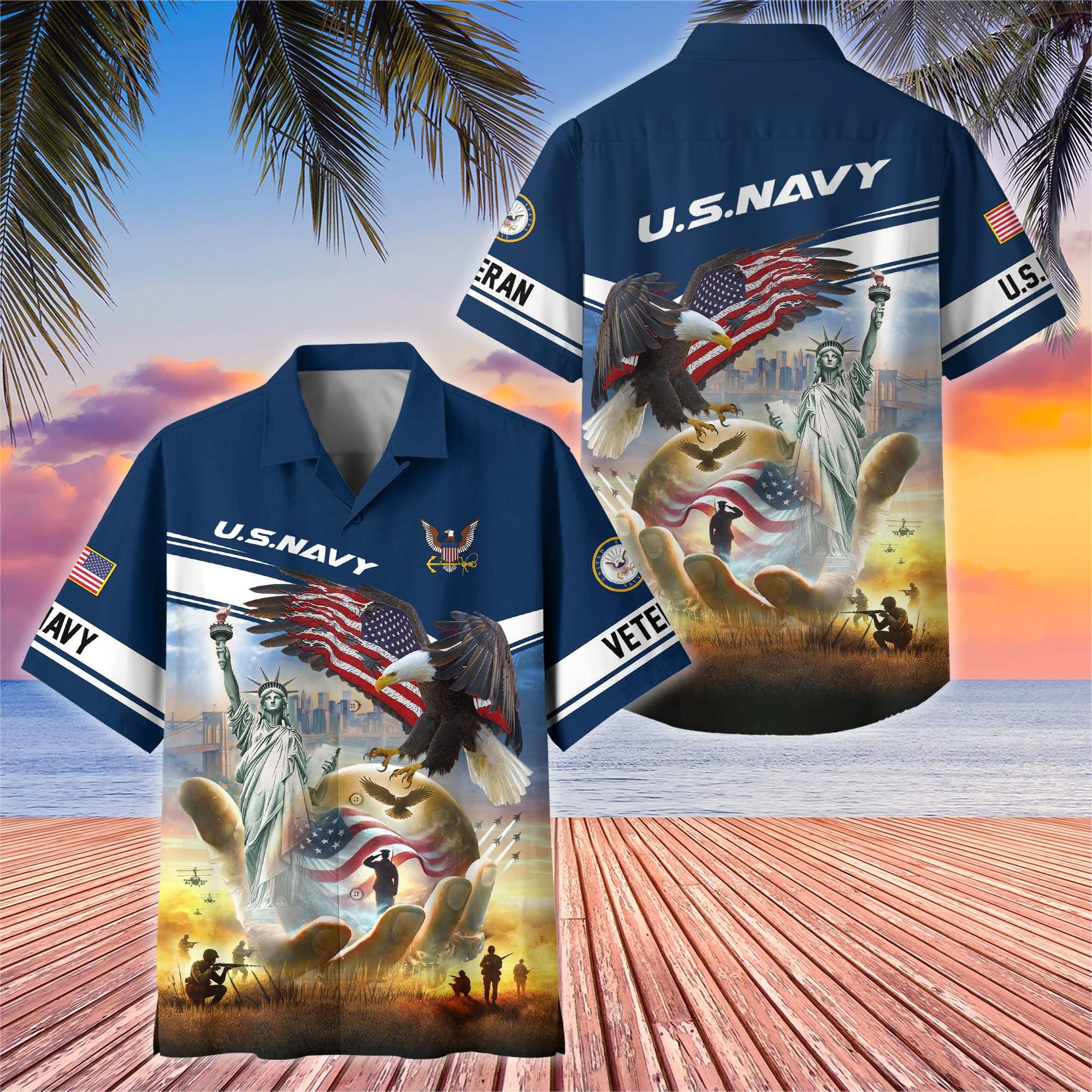 Premium US Veterans Hawaiian Shirt, Gifts For US Veterans, Gifts On Father's Day, Armed Forces Day, Veterans Day.
