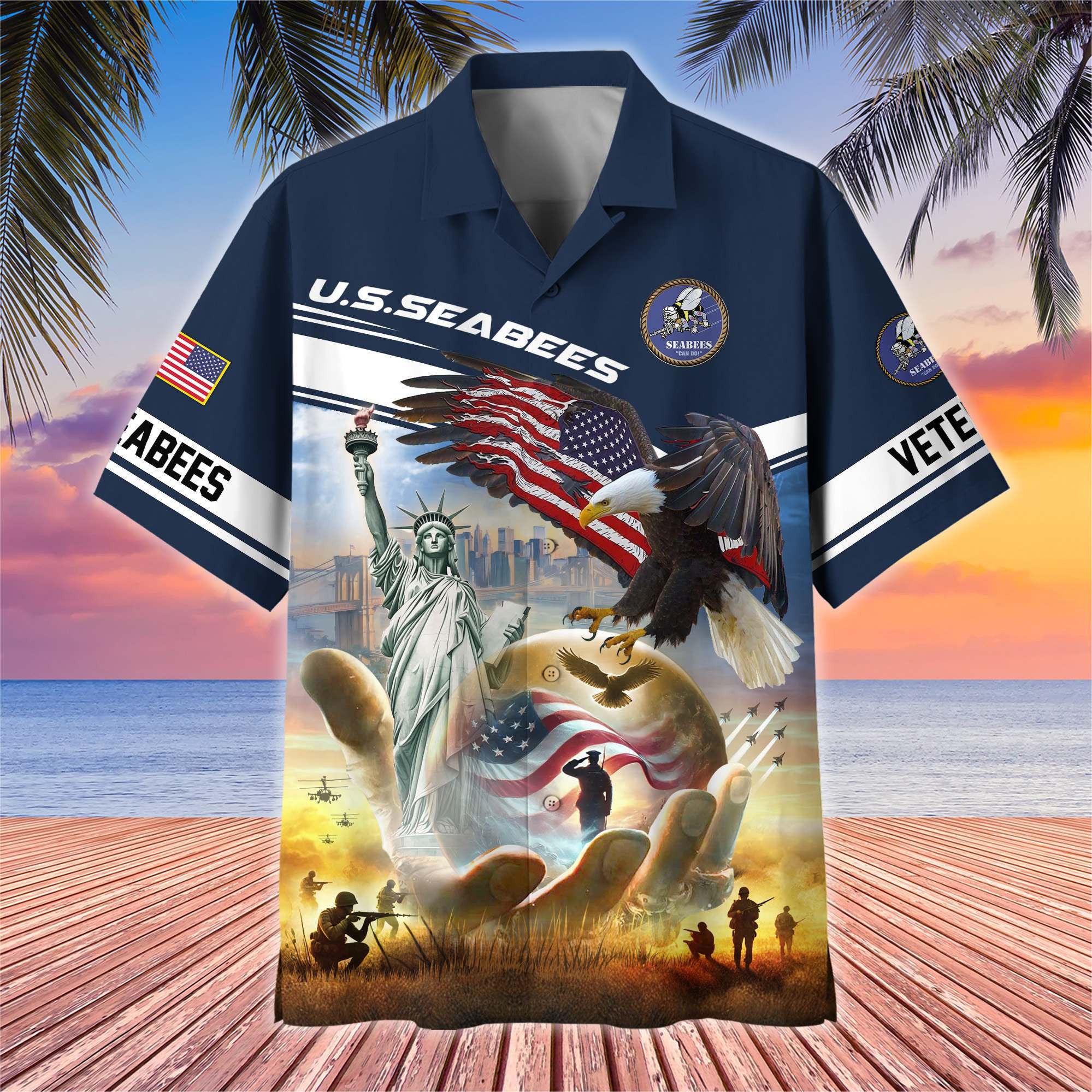 Premium US Veterans Hawaiian Shirt, Gifts For US Veterans, Gifts On Father's Day, Armed Forces Day, Veterans Day.