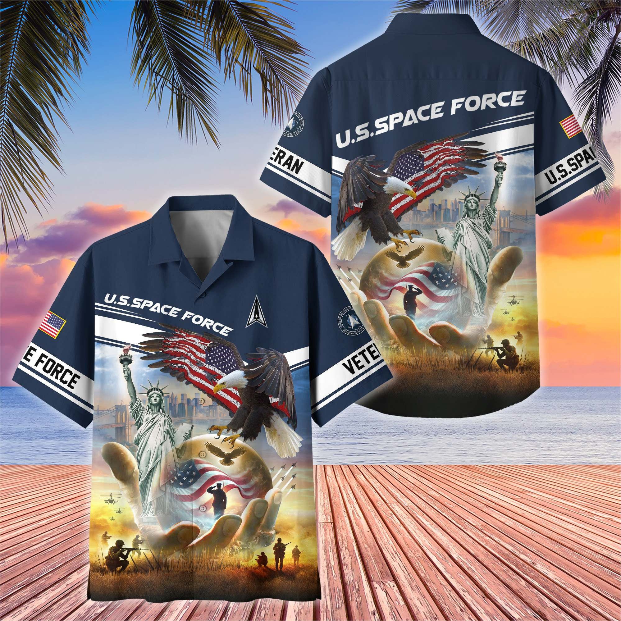 Premium US Veterans Hawaiian Shirt, Gifts For US Veterans, Gifts On Father's Day, Armed Forces Day, Veterans Day.
