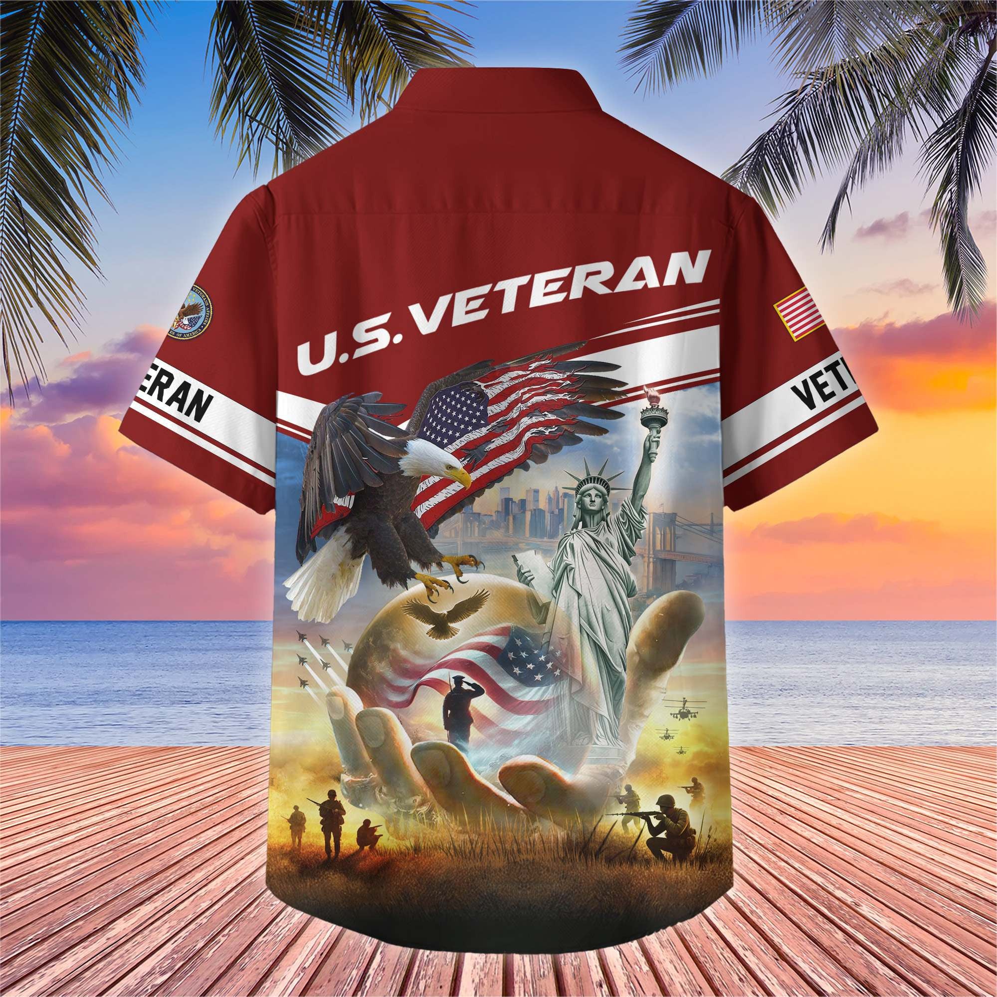 Premium US Veterans Hawaiian Shirt, Gifts For US Veterans, Gifts On Father's Day, Armed Forces Day, Veterans Day.