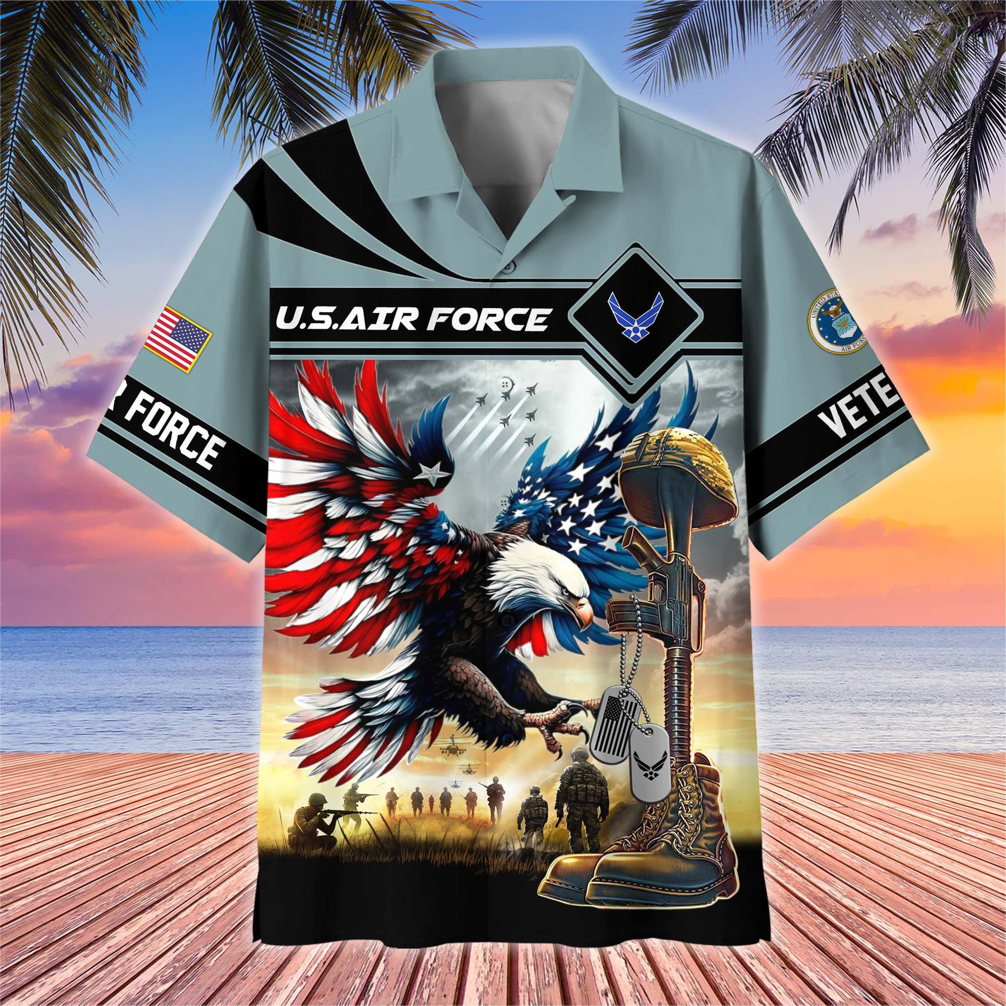 Premium US Veterans Hawaiian Shirt, Gifts For US Veterans, Gifts On Father's Day, Armed Forces Day, Veterans Day.