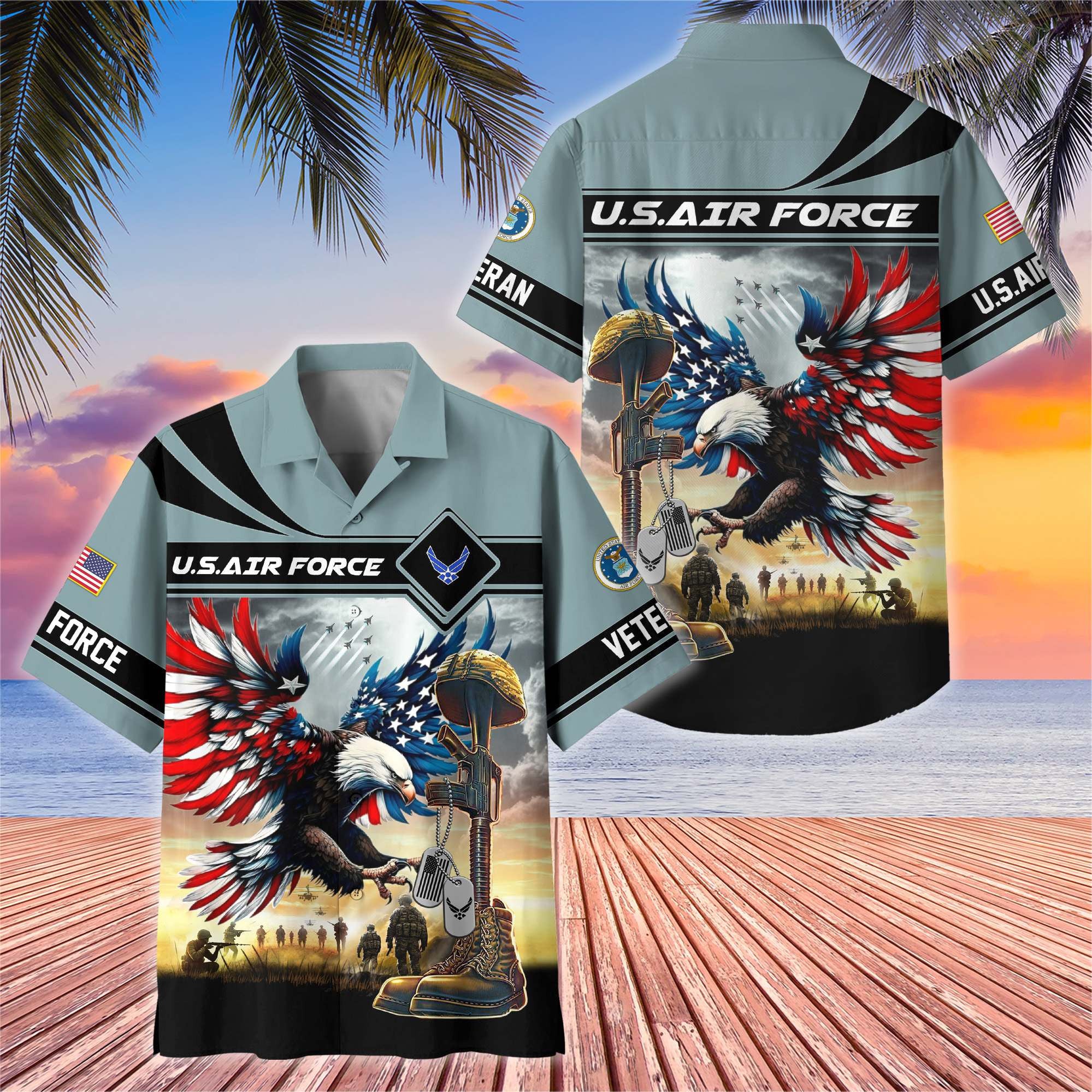 Premium US Veterans Hawaiian Shirt, Gifts For US Veterans, Gifts On Father's Day, Armed Forces Day, Veterans Day.
