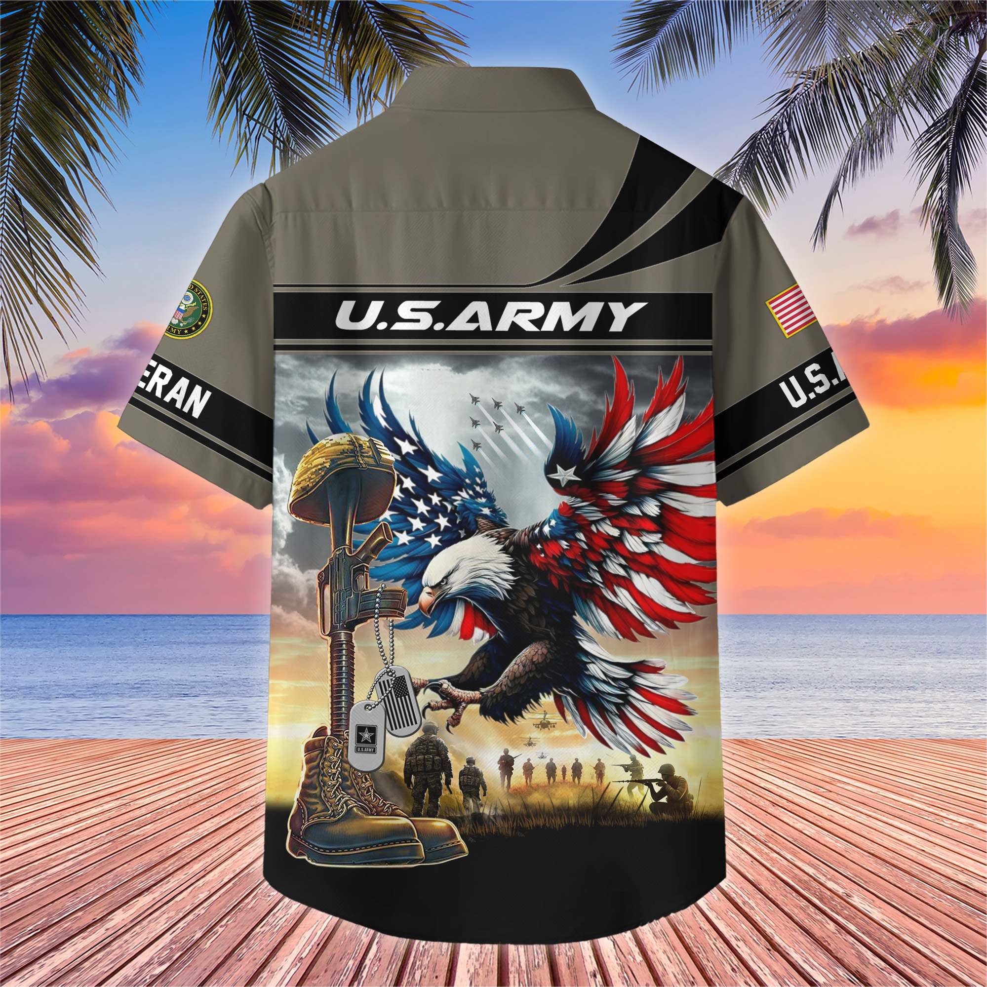 Premium US Veterans Hawaiian Shirt, Gifts For US Veterans, Gifts On Father's Day, Armed Forces Day, Veterans Day.