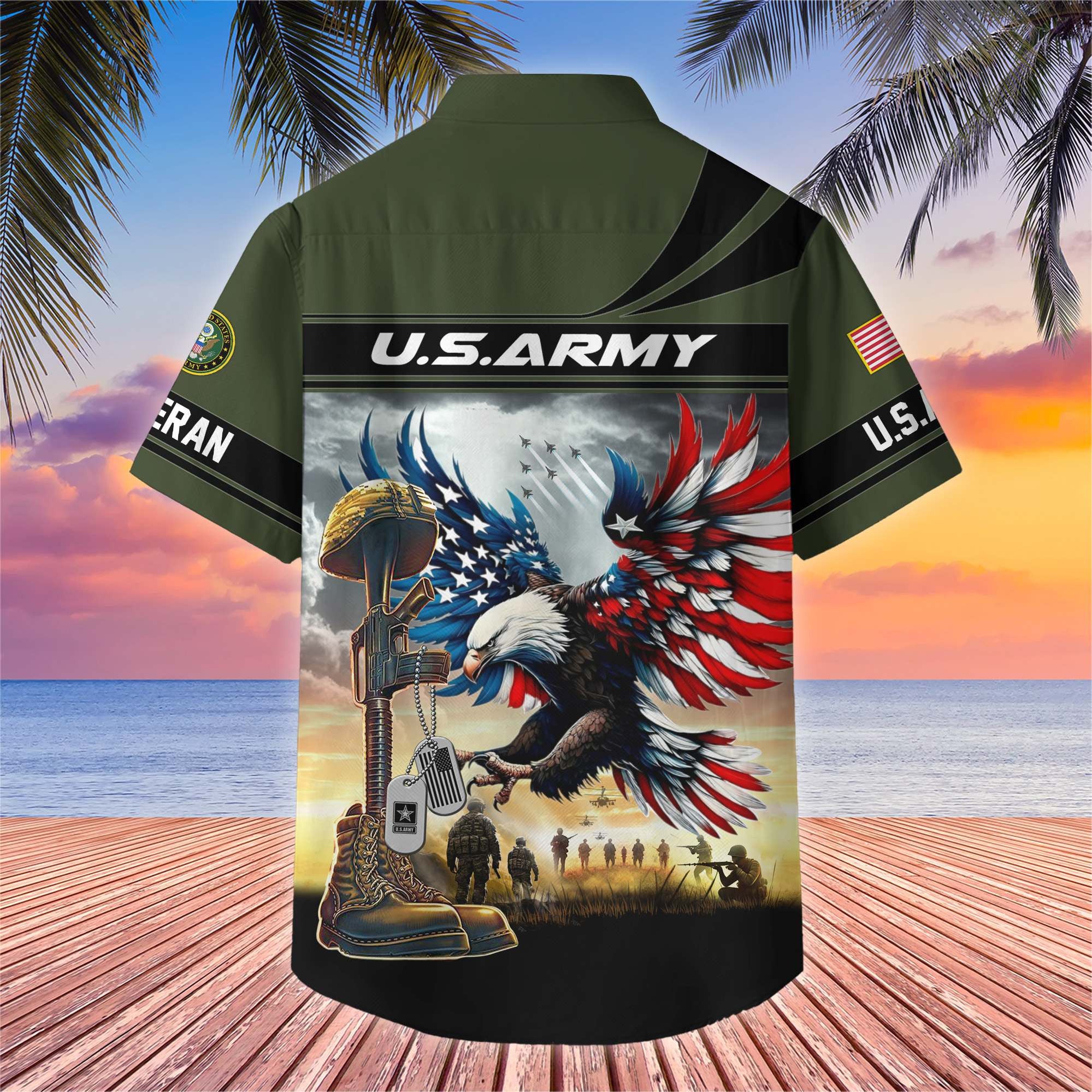 Premium US Veterans Hawaiian Shirt, Gifts For US Veterans, Gifts On Father's Day, Armed Forces Day, Veterans Day.
