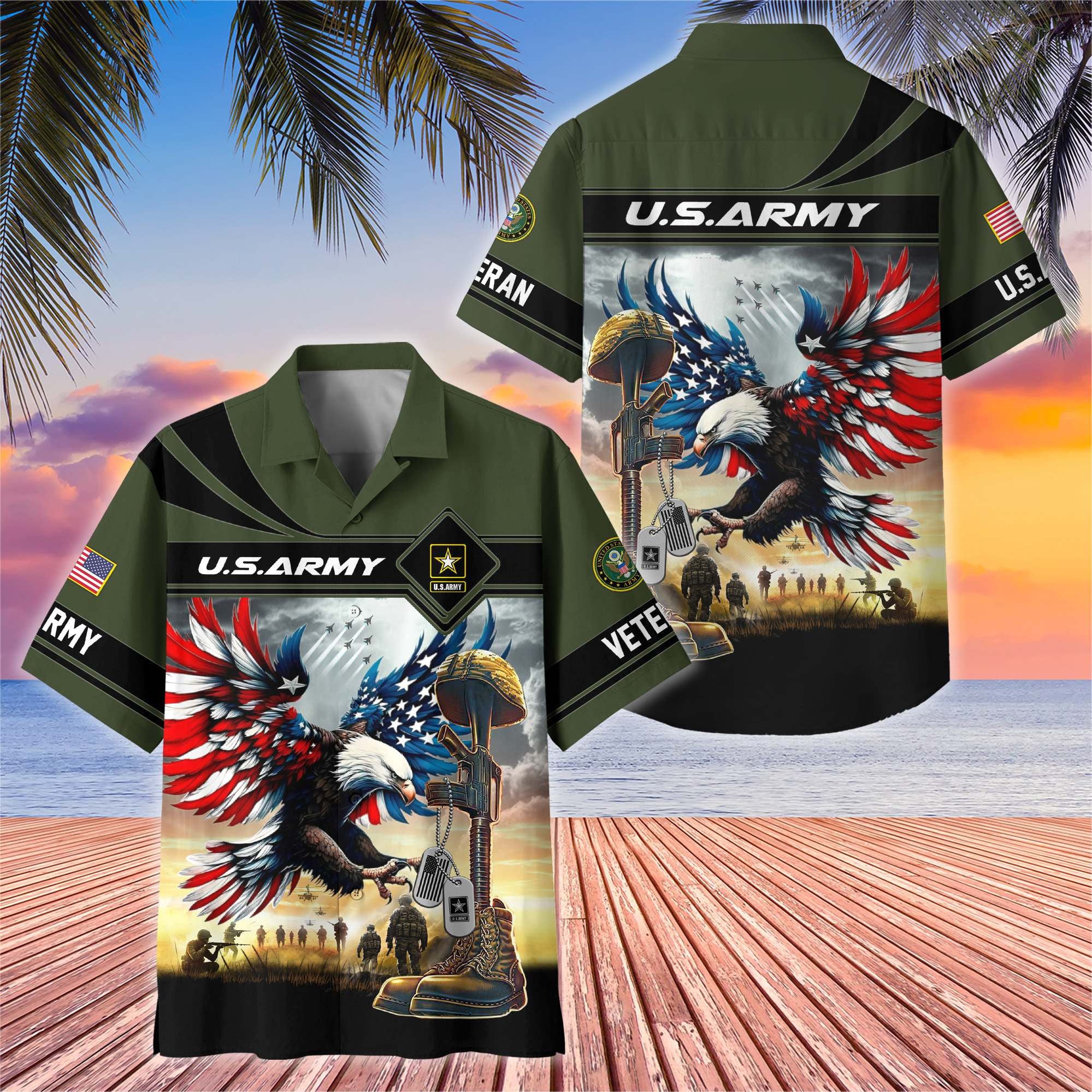 Premium US Veterans Hawaiian Shirt, Gifts For US Veterans, Gifts On Father's Day, Armed Forces Day, Veterans Day.