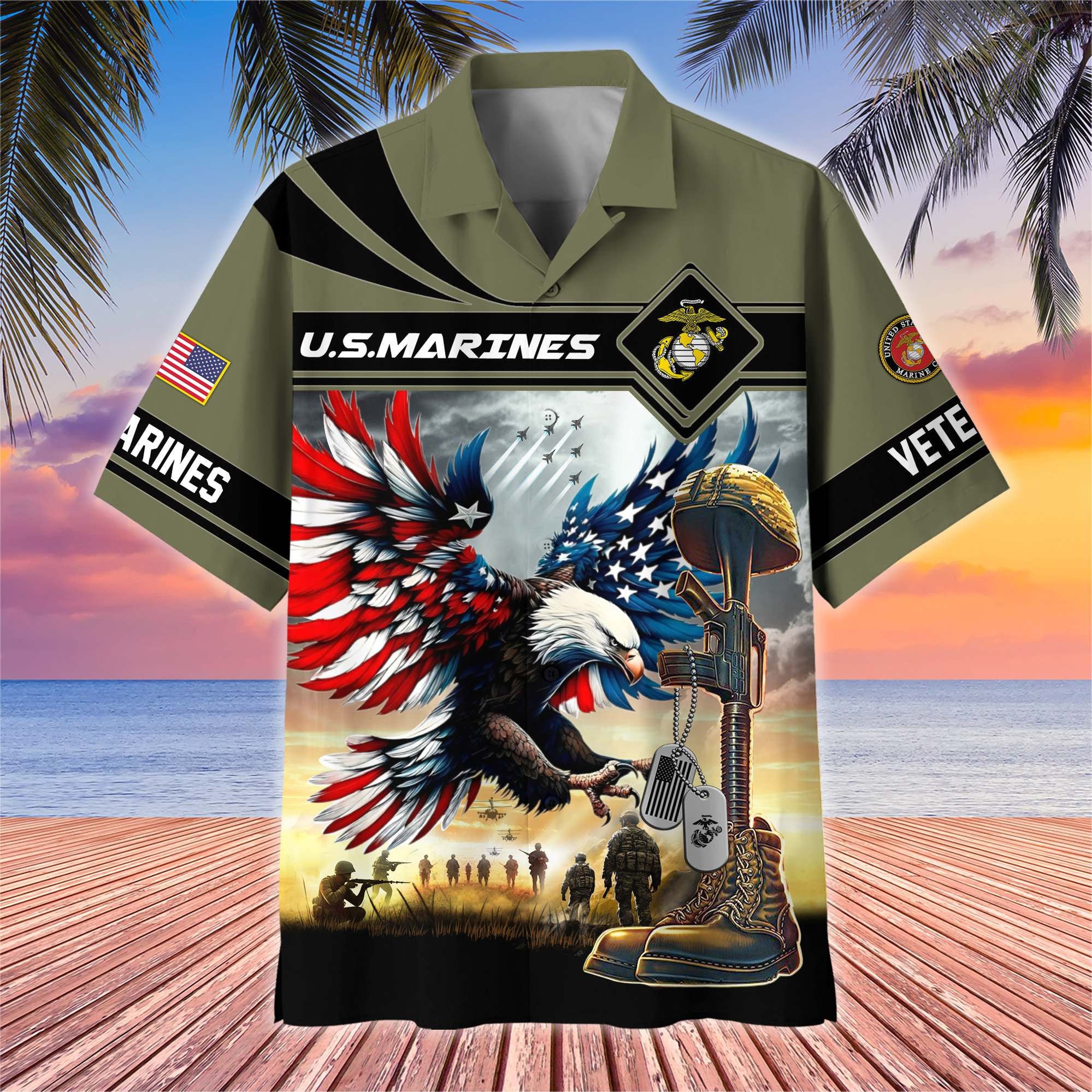 Premium US Veterans Hawaiian Shirt, Gifts For US Veterans, Gifts On Father's Day, Armed Forces Day, Veterans Day.