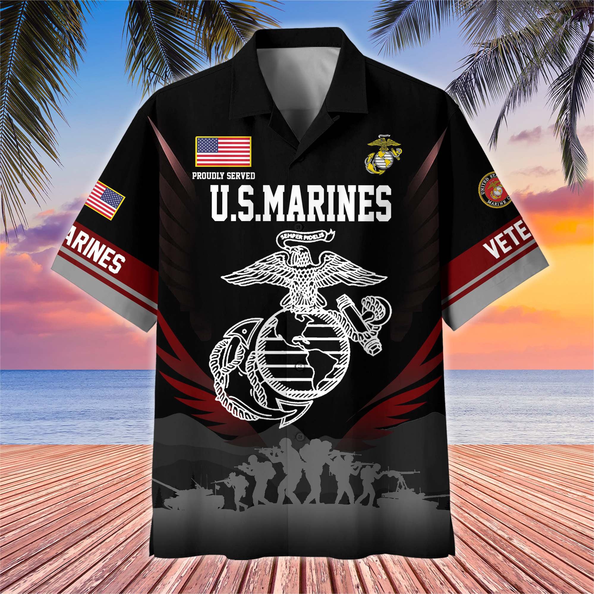 Premium US Veterans Hawaiian Shirt, Gifts For US Veterans, Gifts On Father's Day, Armed Forces Day, Veterans Day.