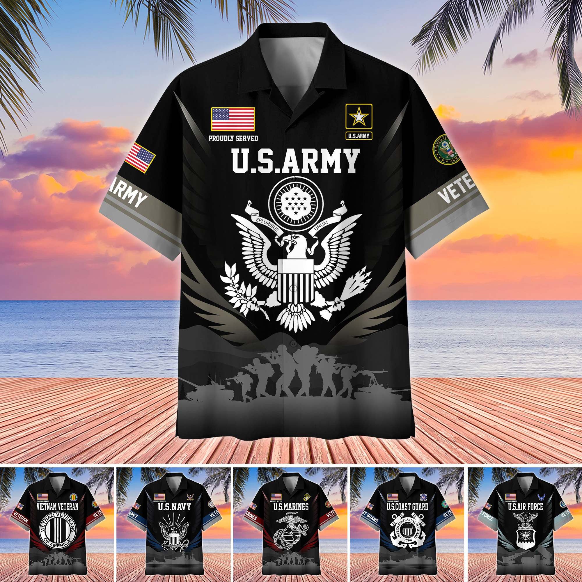 Premium US Veterans Hawaiian Shirt, Gifts For US Veterans, Gifts On Father's Day, Armed Forces Day, Veterans Day.