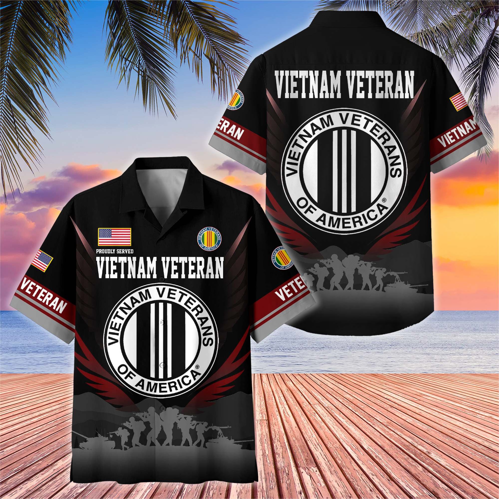 Premium US Veterans Hawaiian Shirt, Gifts For US Veterans, Gifts On Father's Day, Armed Forces Day, Veterans Day.
