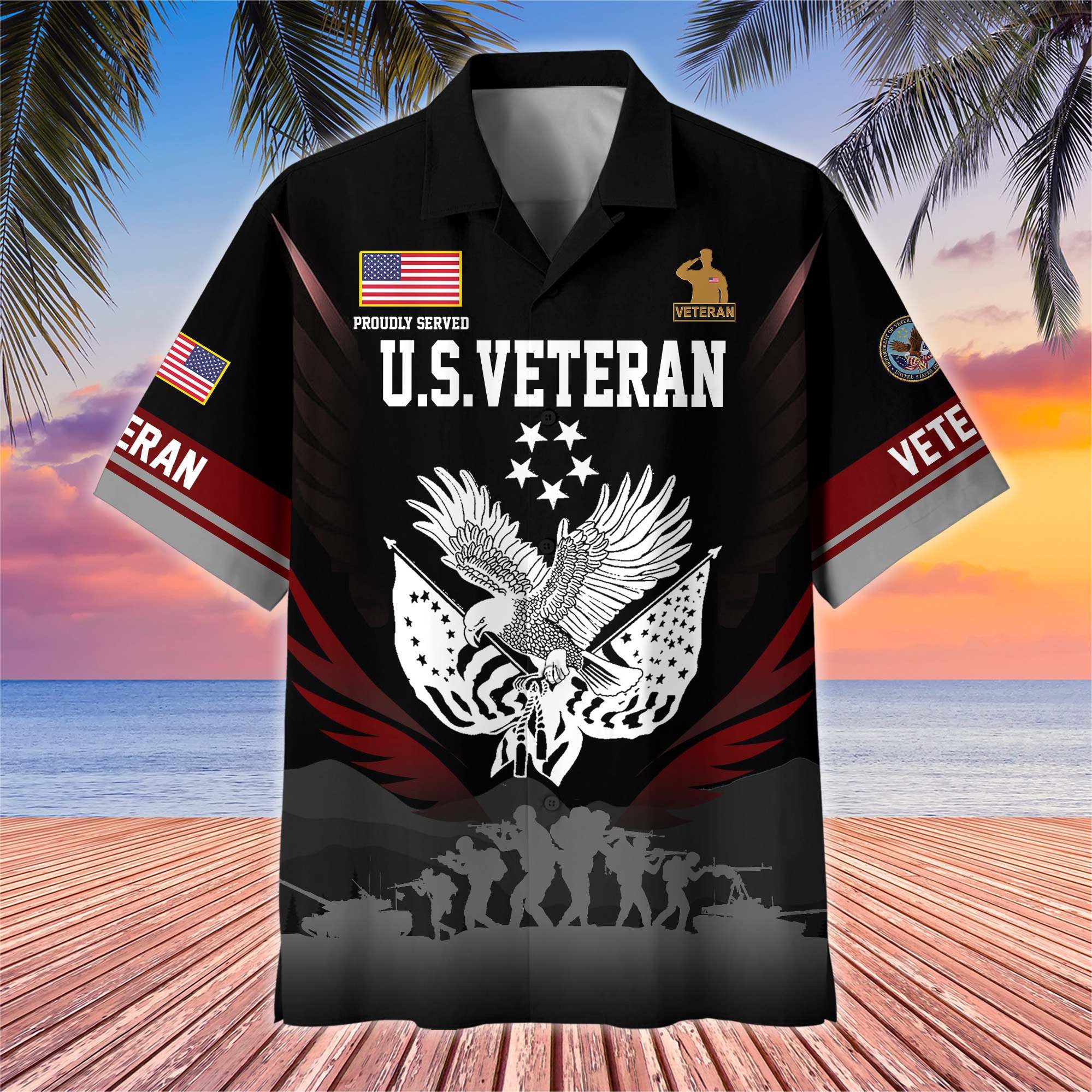 Premium US Veterans Hawaiian Shirt, Gifts For US Veterans, Gifts On Father's Day, Armed Forces Day, Veterans Day.