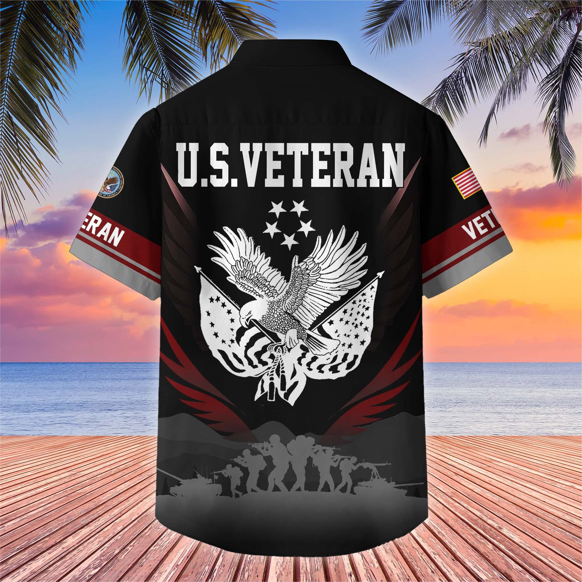 Premium US Veterans Hawaiian Shirt, Gifts For US Veterans, Gifts On Father's Day, Armed Forces Day, Veterans Day.