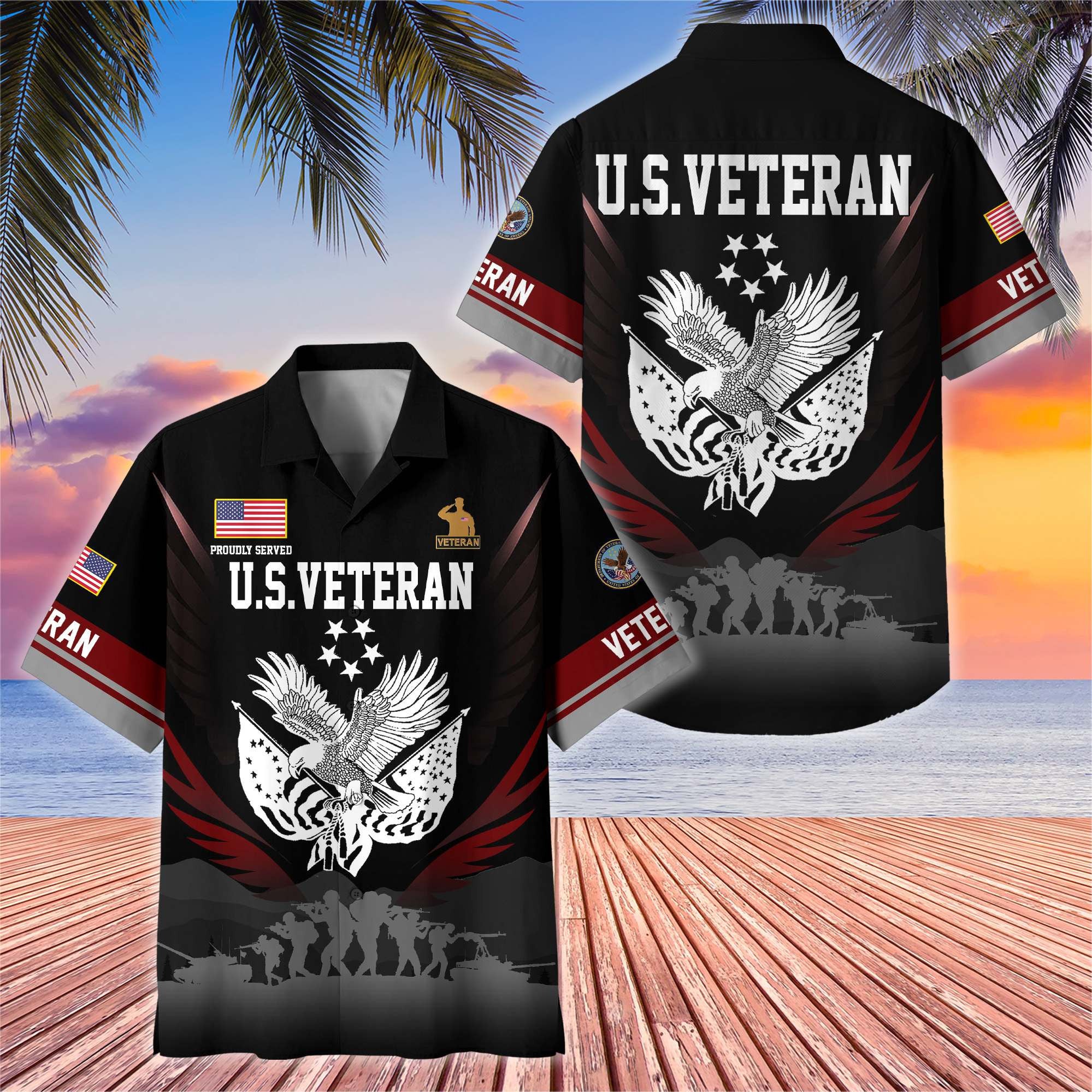 Premium US Veterans Hawaiian Shirt, Gifts For US Veterans, Gifts On Father's Day, Armed Forces Day, Veterans Day.