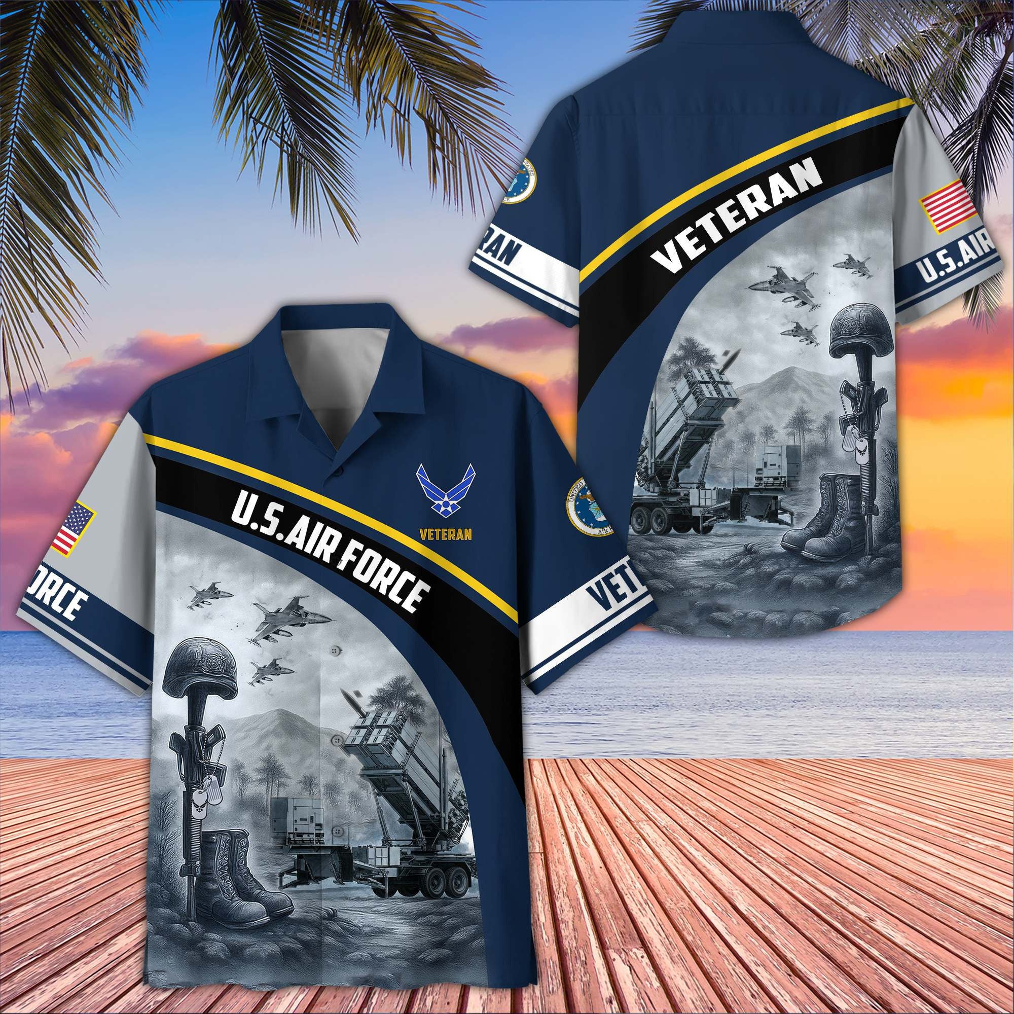 Premium US Veterans Hawaiian Shirt, Gifts For US Veterans, Gifts On Father's Day, Armed Forces Day, Veterans Day.