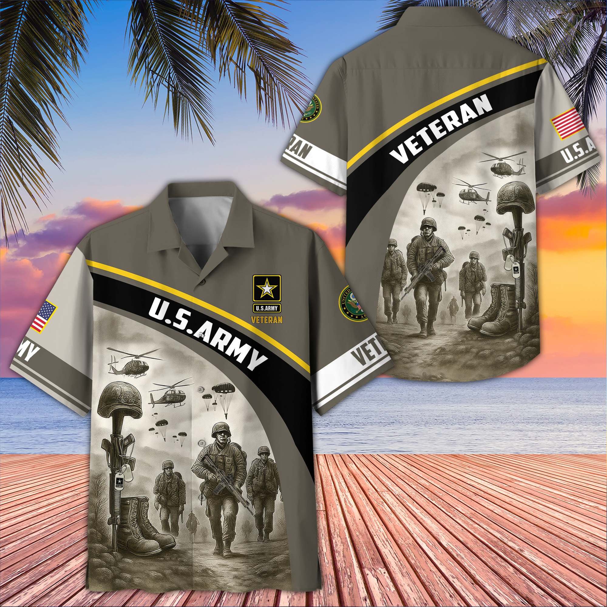 Premium US Veterans Hawaiian Shirt, Gifts For US Veterans, Gifts On Father's Day, Armed Forces Day, Veterans Day.
