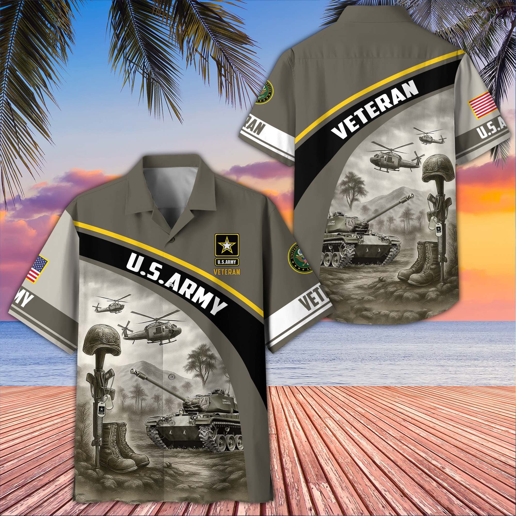 Premium US Veterans Hawaiian Shirt, Gifts For US Veterans, Gifts On Father's Day, Armed Forces Day, Veterans Day.