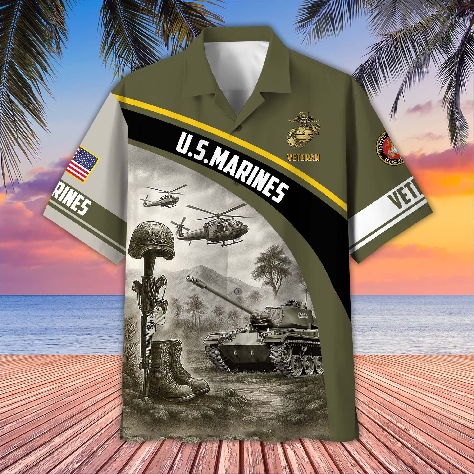 Premium US Veterans Hawaiian Shirt, Gifts For US Veterans, Gifts On Father's Day, Armed Forces Day, Veterans Day.