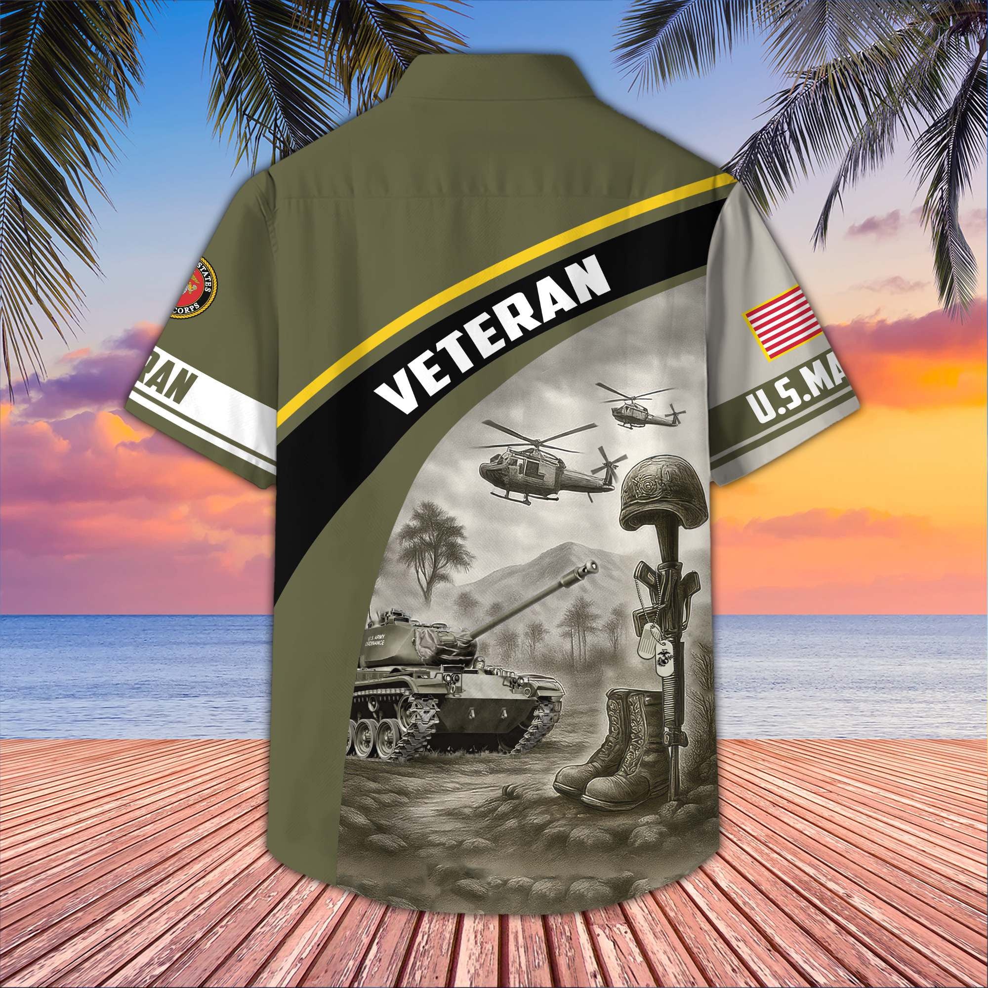 Premium US Veterans Hawaiian Shirt, Gifts For US Veterans, Gifts On Father's Day, Armed Forces Day, Veterans Day.