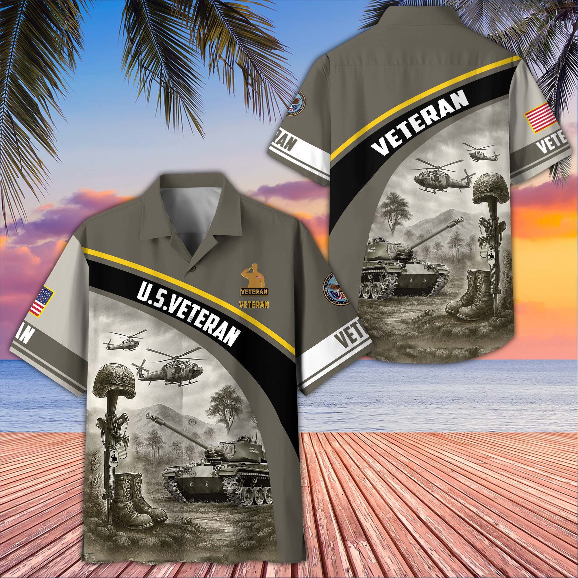 Premium US Veterans Hawaiian Shirt, Gifts For US Veterans, Gifts On Father's Day, Armed Forces Day, Veterans Day.